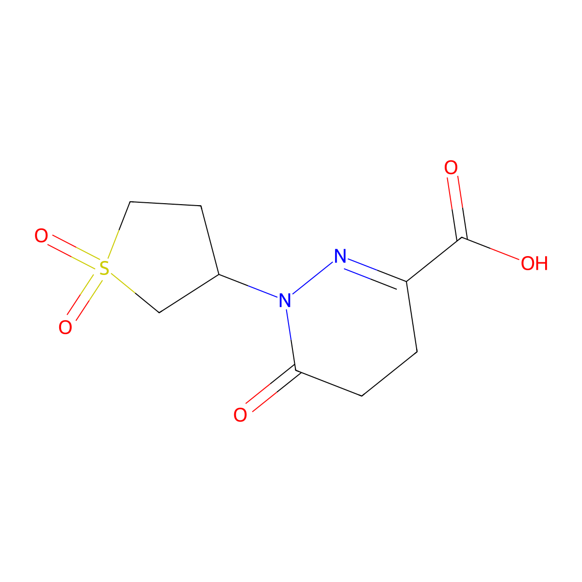 1,4,5,6-Tetrahydro-6-oxo-1-(tetrahydro-1,1-dioxido-3-thienyl)-3-pyridazinecarboxylic acid molecular structure, CAS 732291-88-2