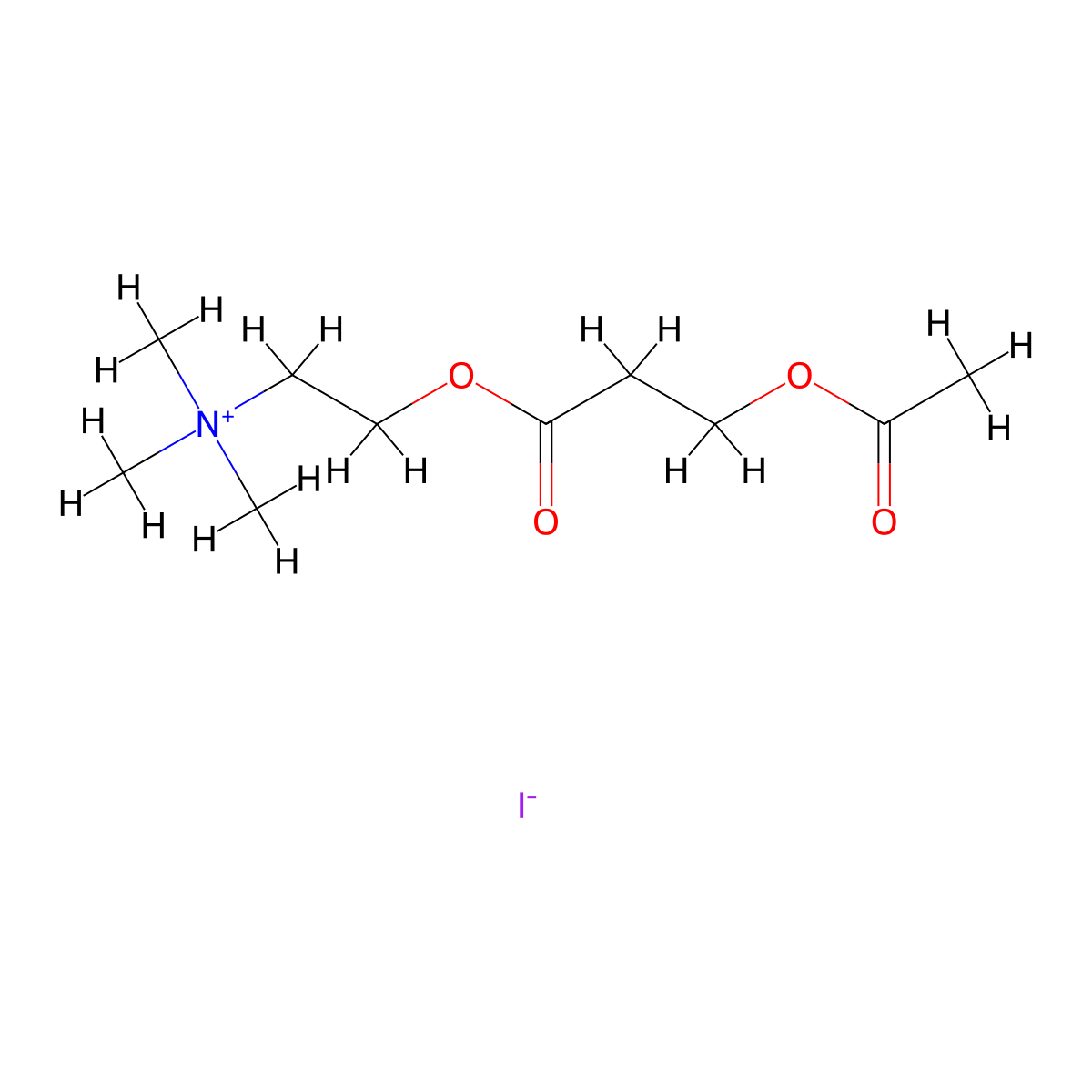 Ethanaminium, 2-(3-(acetyloxy)-1-oxopropoxy)-N,N,N-trimethyl-, iodide molecular structure, CAS 73231-72-8