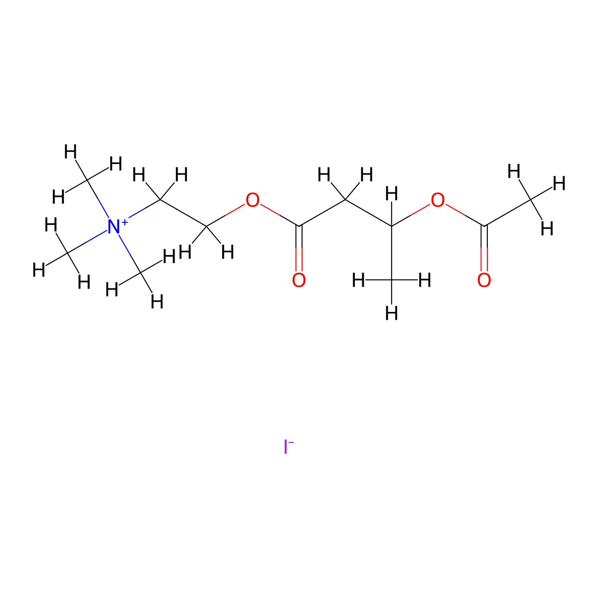 Ethanaminium, 2-(3-(acetyloxy)-1-oxobutoxy)-N,N,N-trimethyl-, iodide molecular structure, CAS 73231-74-0