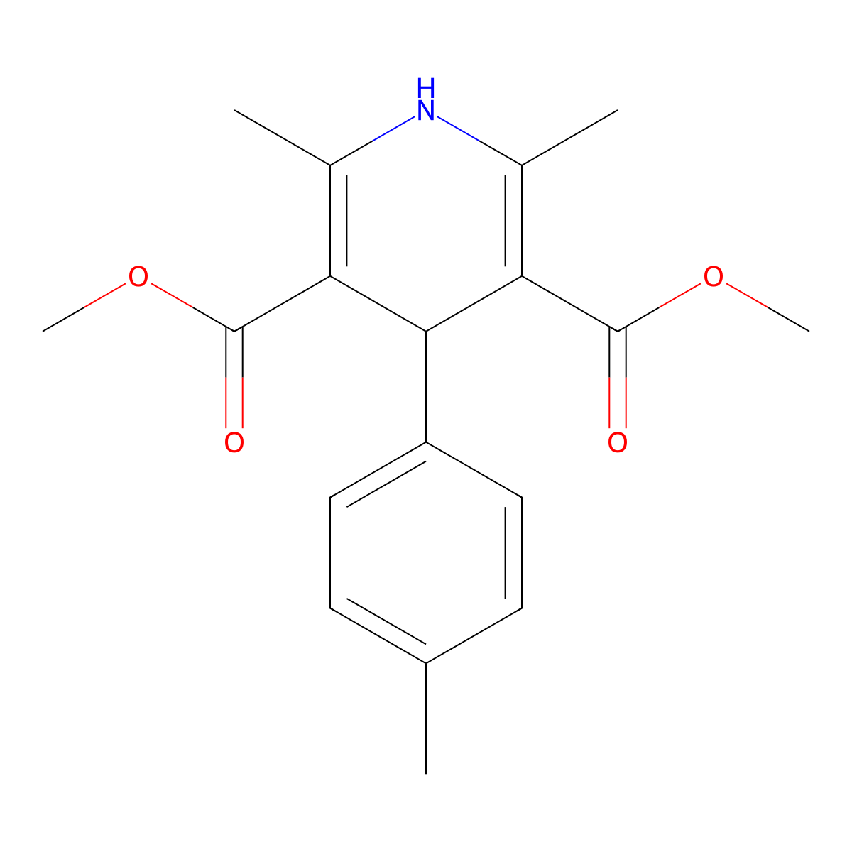 3,5-Dimethyl 1,4-dihydro-2,6-dimethyl-4-(4-methylphenyl)-3,5-pyridinedicarboxylate molecular structure, CAS 73257-48-4