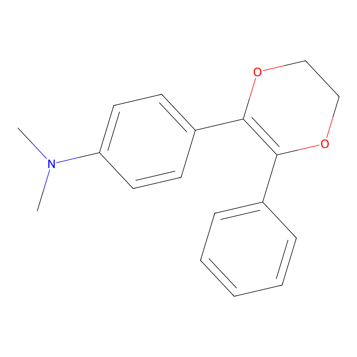 4-(5,6-Dihydro-3-phenyl-1,4-dioxin-2-yl)-N,N-dimethylbenzenamine molecular structure, CAS 73260-61-4