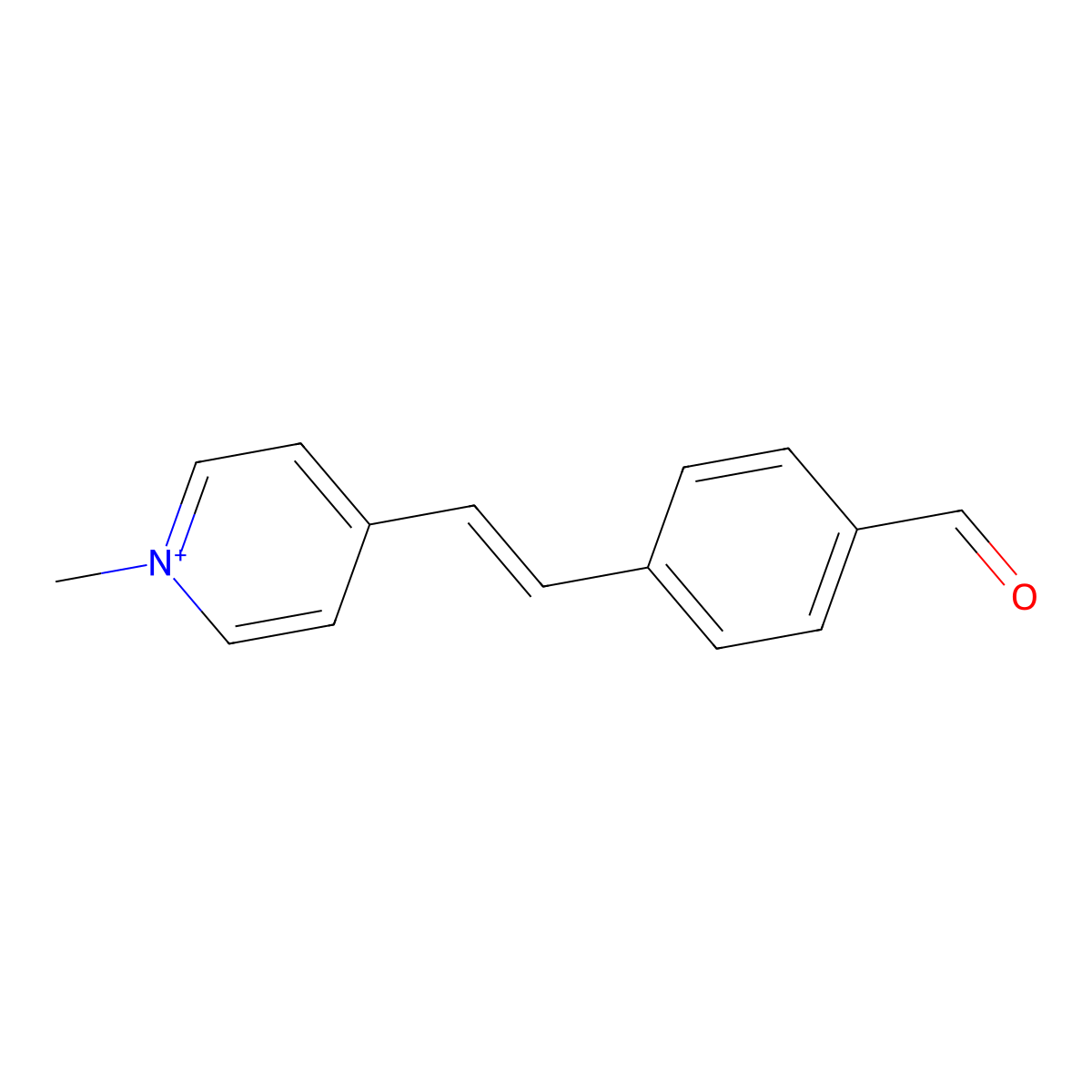 Pyridinium, 4-[2-(4-formylphenyl)ethenyl]-1-methyl- molecular structure, CAS 73264-13-8