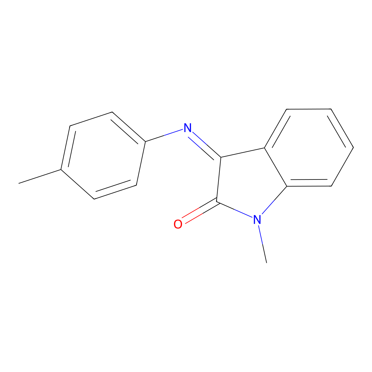 1-methyl-3-[(4-methylphenyl)imino]-1,3-dihydro-2H-indol-2-one molecular structure, CAS 73271-41-7