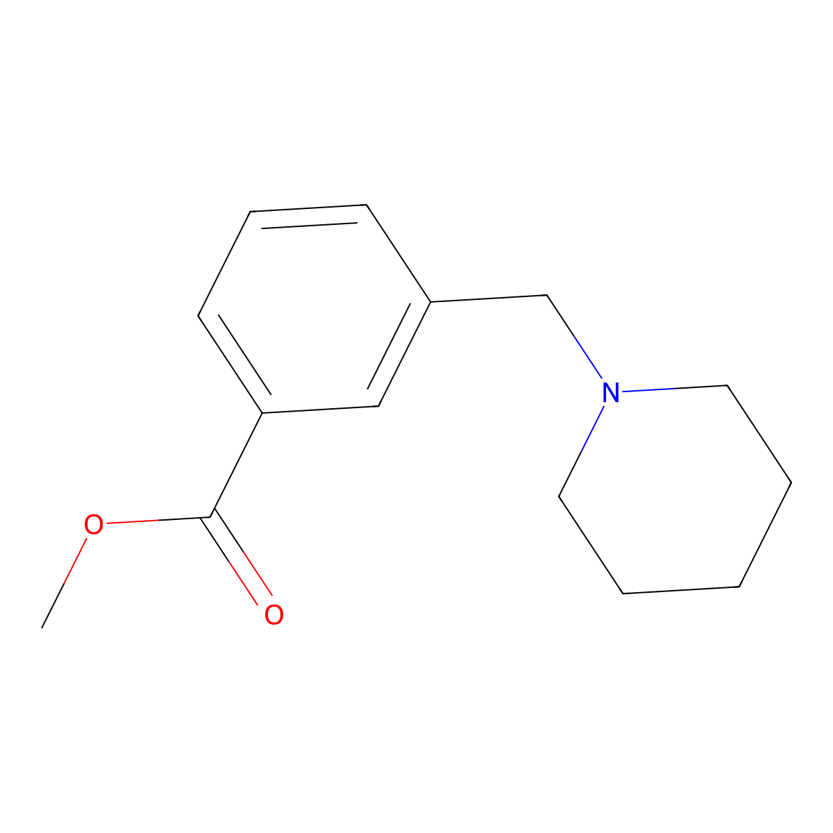 Methyl 3-(piperidin-1-ylmethyl)benzoate molecular structure, CAS 73278-90-7