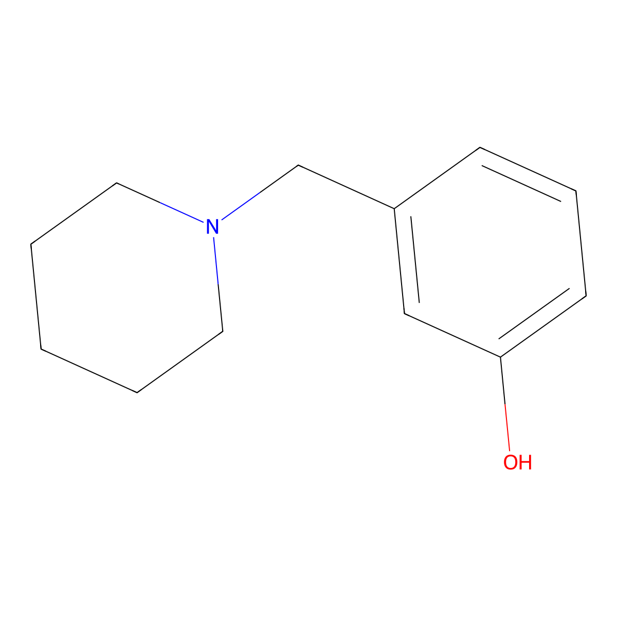 1-(3-Hydroxybenzyl)piperidine molecular structure, CAS 73279-04-6
