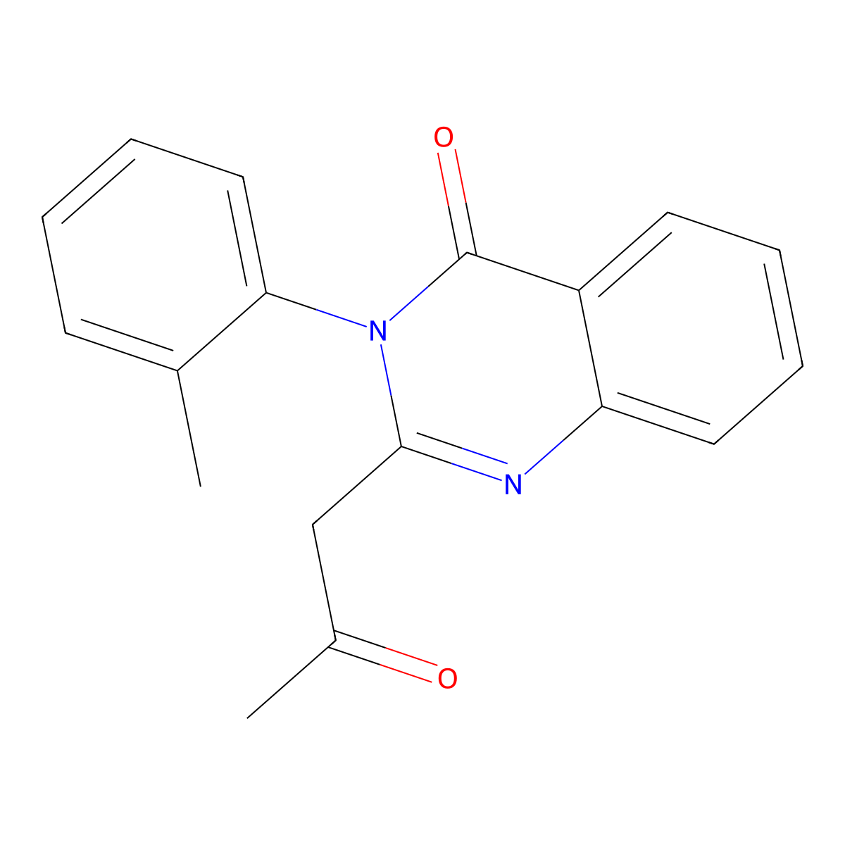 4(3H)-Quinazolinone, 3-(2-methylphenyl)-2-(2-oxopropyl)- molecular structure, CAS 73283-07-5