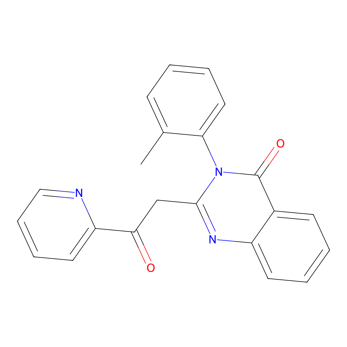 4(3H)-Quinazolinone, 3-(2-methylphenyl)-2-(2-oxo-2-(2-pyridinyl)ethyl)- molecular structure, CAS 73283-09-7