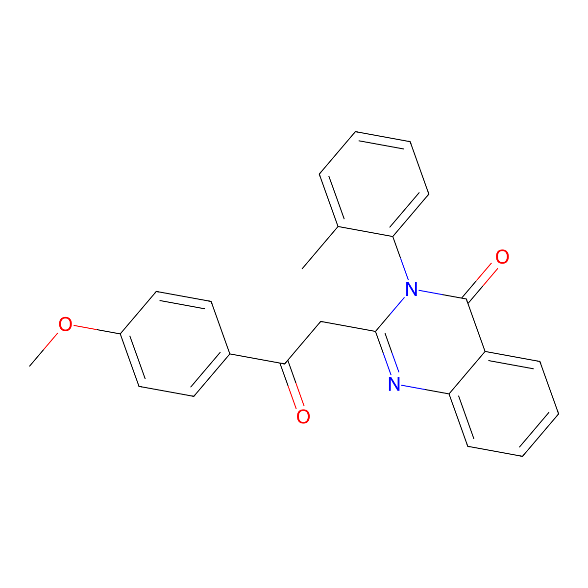 4(3H)-Quinazolinone, 2-(2-(4-methoxyphenyl)-2-oxoethyl)-3-(2-methylphenyl)- molecular structure, CAS 73283-16-6