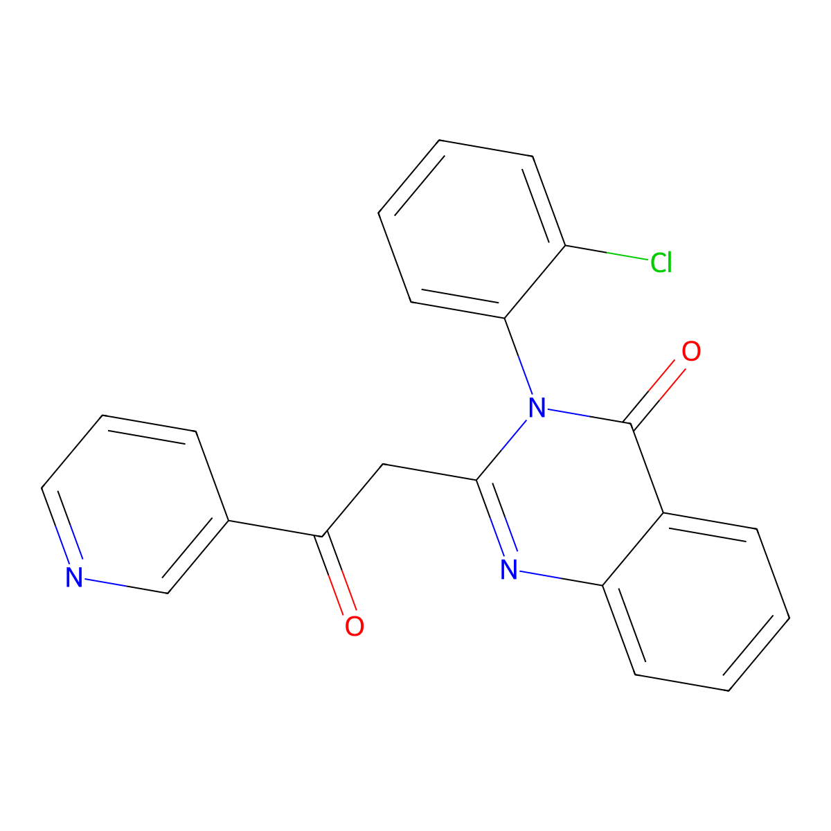 4(3H)-Quinazolinone, 3-(2-chlorophenyl)-2-(2-oxo-2-(3-pyridinyl)ethyl)- molecular structure, CAS 73283-22-4