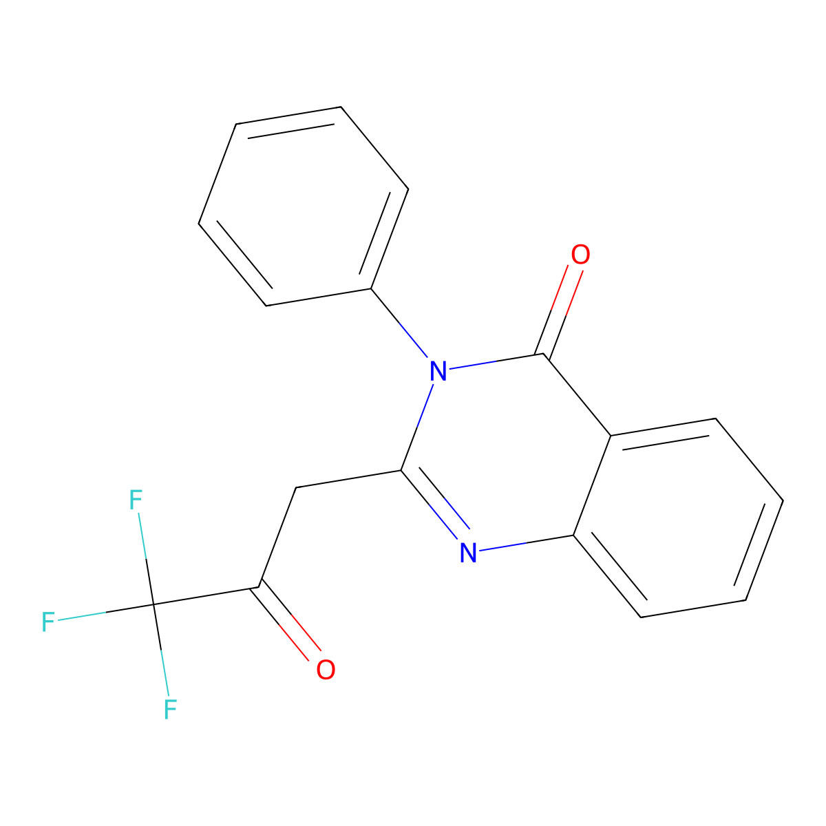 4(3H)-Quinazolinone, 3-phenyl-2-(3,3,3-trifluoro-2-oxopropyl)- molecular structure, CAS 73283-24-6