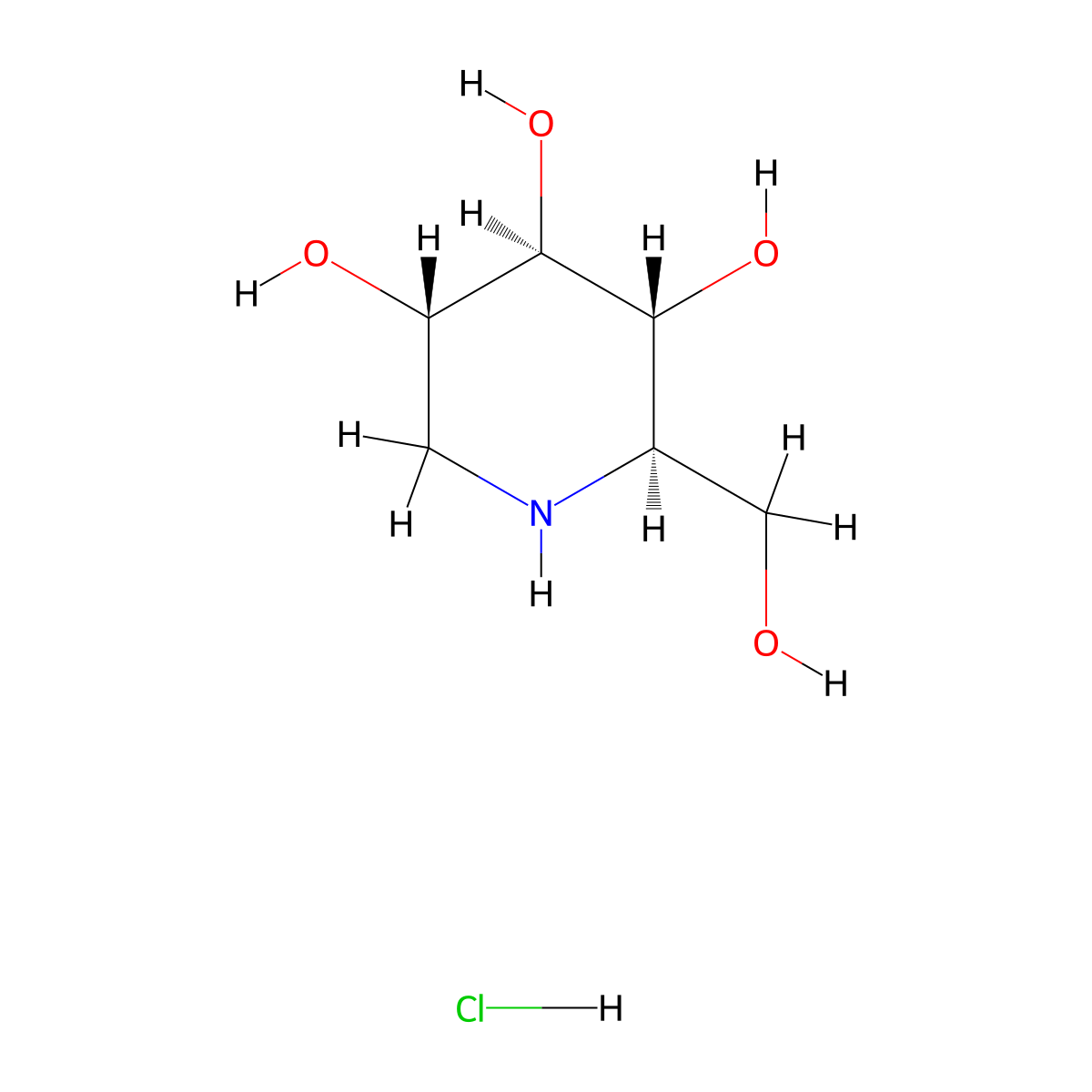 1-Deoxynojirimycin Hydrochloride molecular structure, CAS 73285-50-4