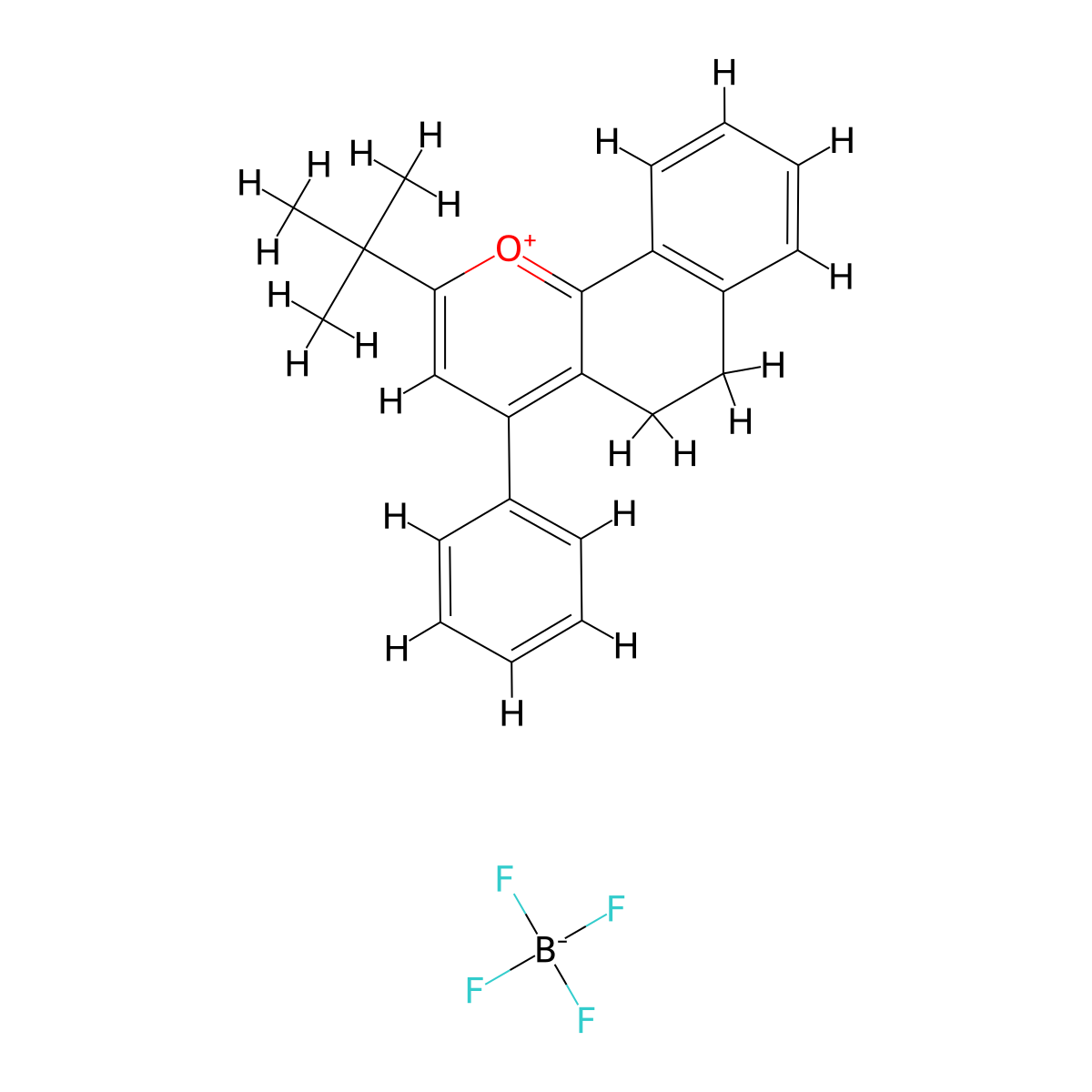 2-tert-Butyl-4-phenyl-5,6-dihydrobenzo[h]-chromenium tetrafluoroborate molecular structure, CAS 73286-95-0