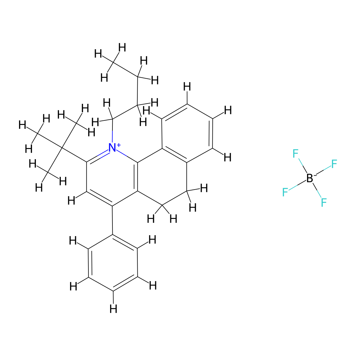 1-Butyl-2-tert-butyl-4-phenyl-5,6-dihydrobenzo[h]quinolinium tetrafluoroborate molecular structure, CAS 73286-97-2