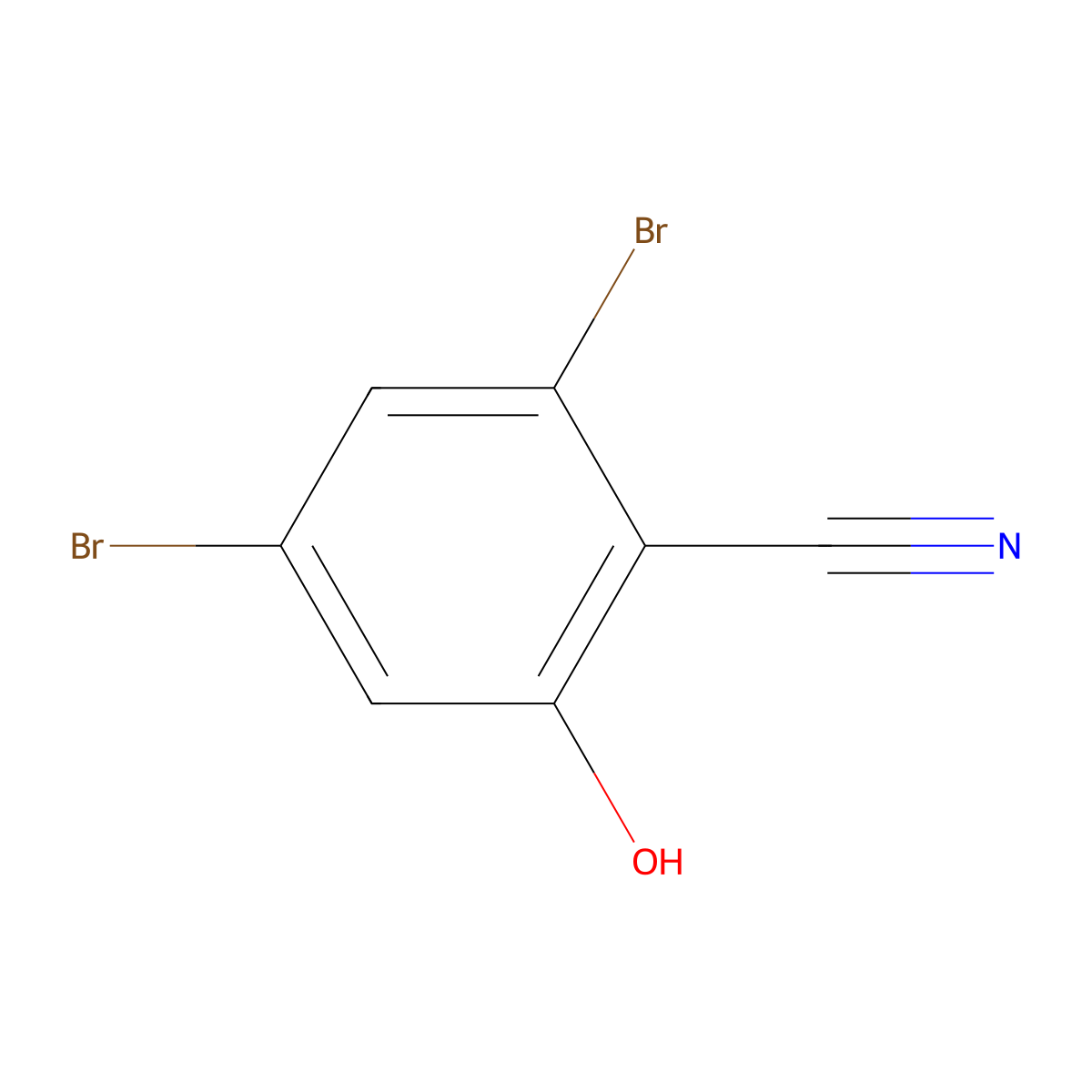 2,4-Dibromo-6-hydroxybenzonitrile molecular structure, CAS 73289-86-8