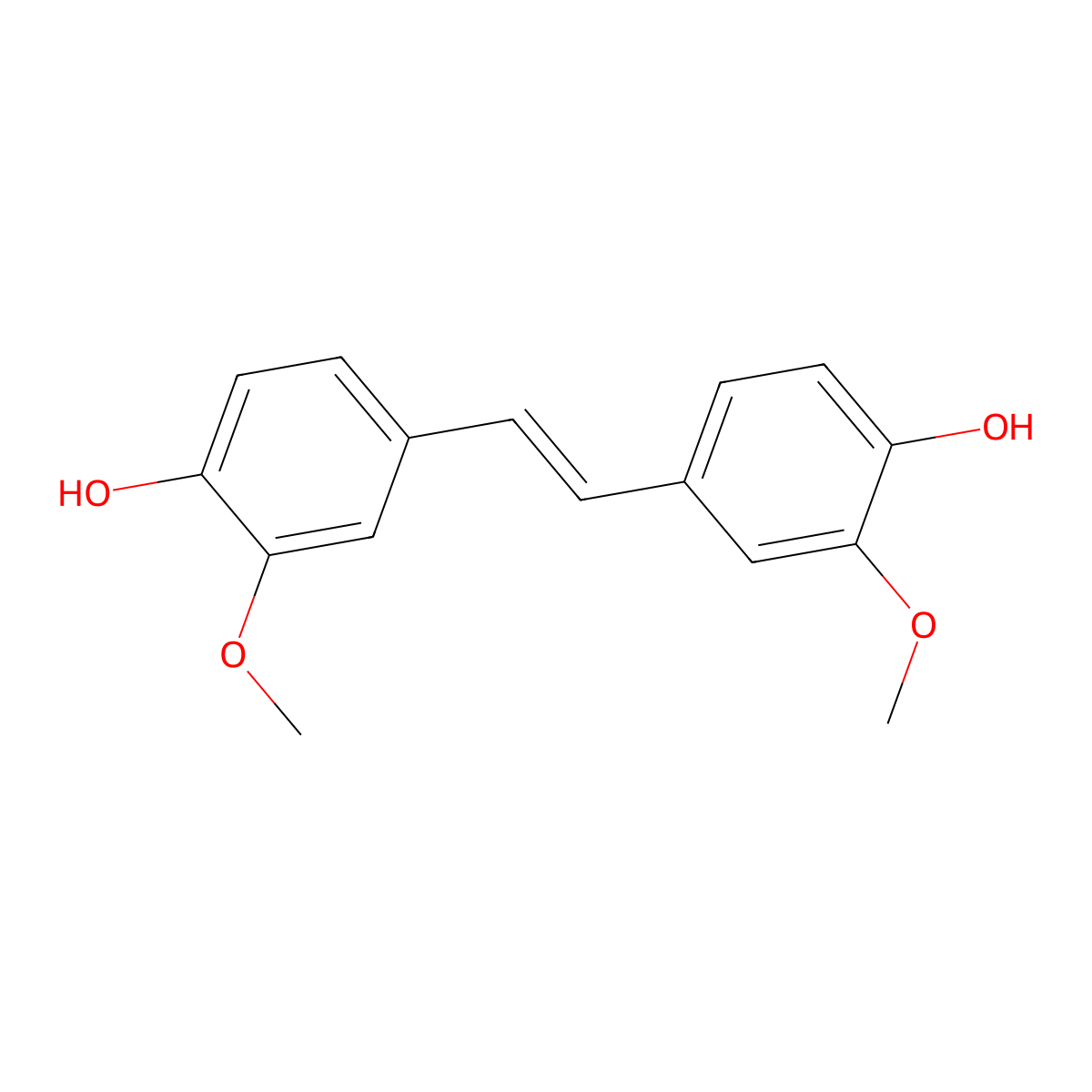 (E)-4,4'-(ethene-1,2-diyl)bis(2-methoxyphenol) molecular structure, CAS 7329-69-3