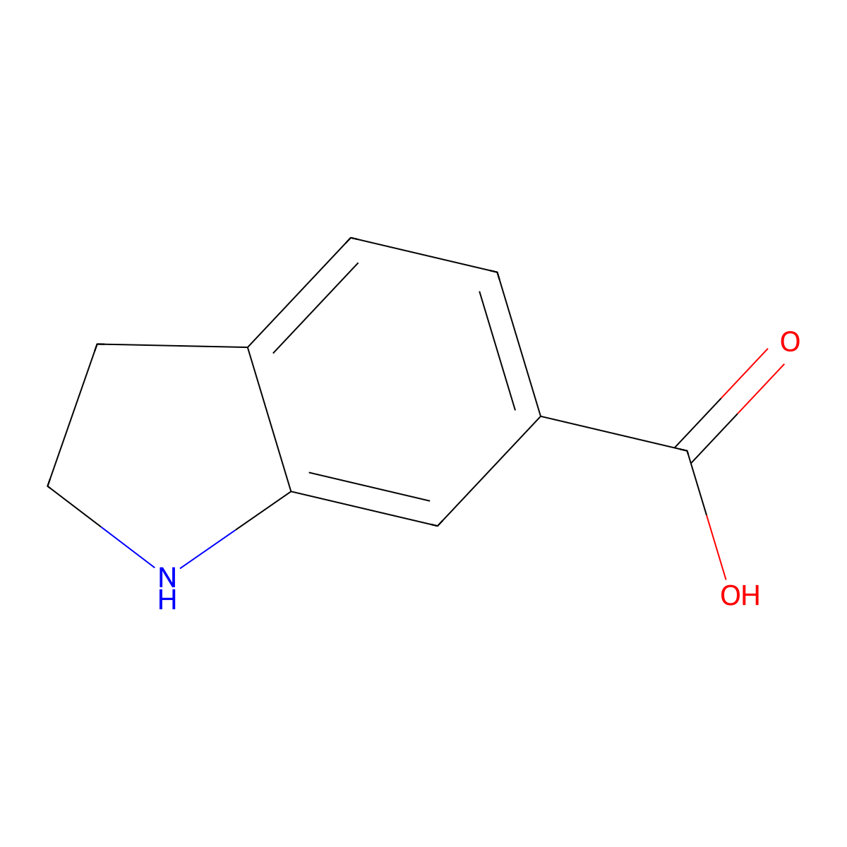 2,3-Dihydro-1H-indole-6-carboxylic acid molecular structure, CAS 732922-86-0