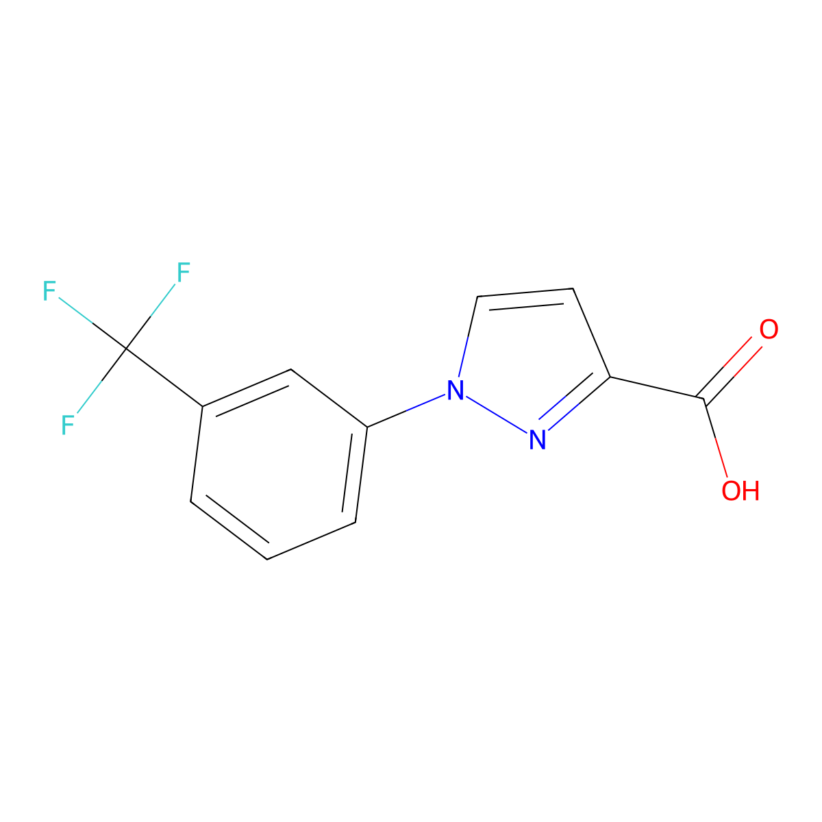 1-(3-(trifluoromethyl)phenyl)-1H-pyrazole-3-carboxylic acid molecular structure, CAS 732952-48-6