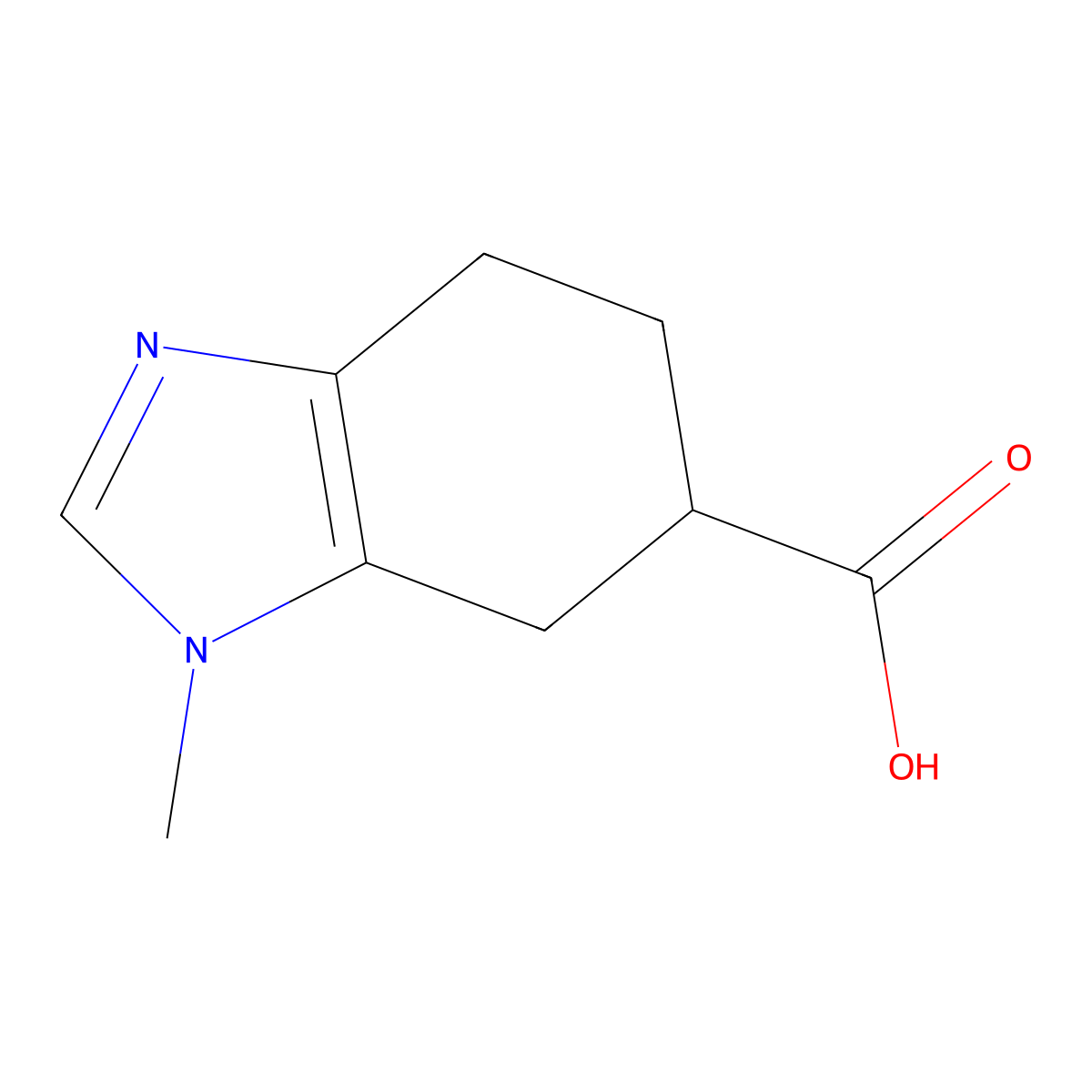 1-methyl-4,5,6,7-tetrahydro-1H-1,3-benzodiazole-6-carboxylic acid molecular structure, CAS 732957-00-5