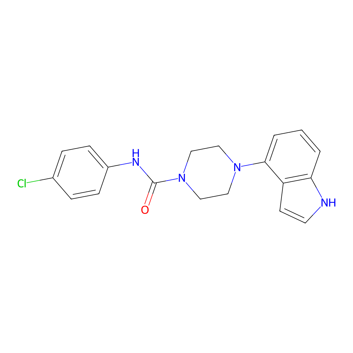 N-(4-chlorophenyl)-4-(1H-indol-4-yl)piperazine-1-carboxamide molecular structure, CAS 732973-87-4