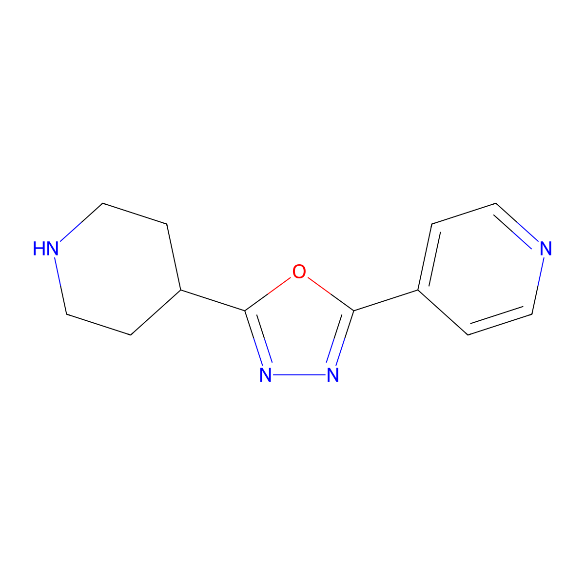 2-(Piperidin-4-yl)-5-(pyridin-4-yl)-1,3,4-oxadiazole molecular structure, CAS 732978-38-0