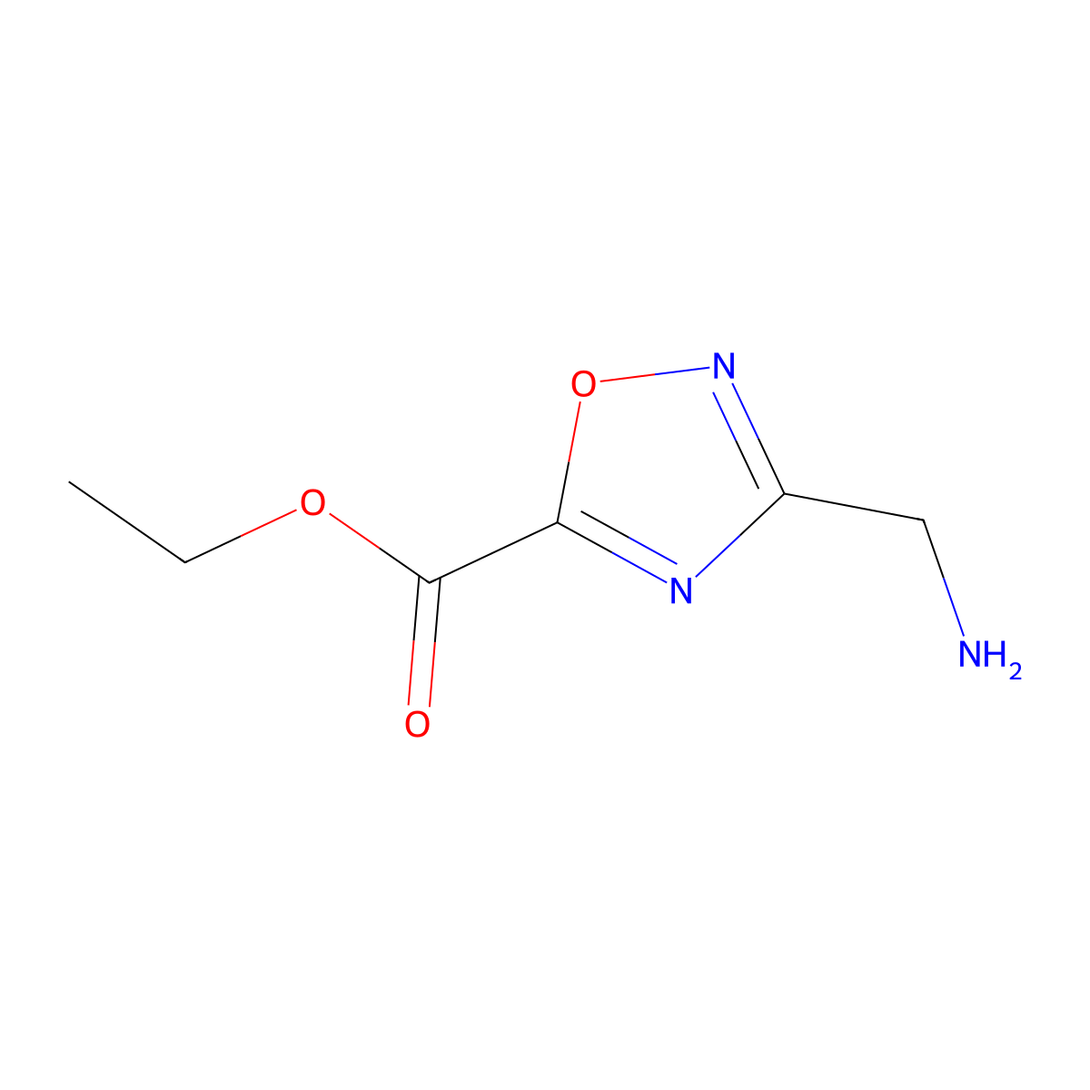 Ethyl 3-(aminomethyl)-1,2,4-oxadiazole-5-carboxylate molecular structure, CAS 732982-68-2