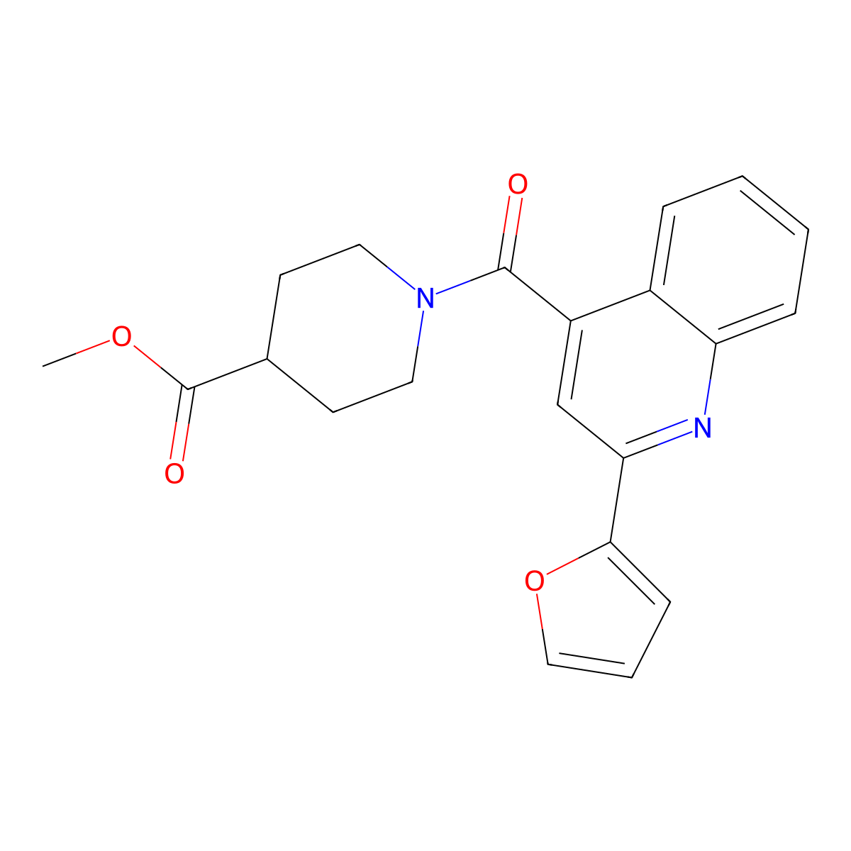 Methyl 1-(2-(furan-2-yl)quinoline-4-carbonyl)piperidine-4-carboxylate molecular structure, CAS 732986-93-5