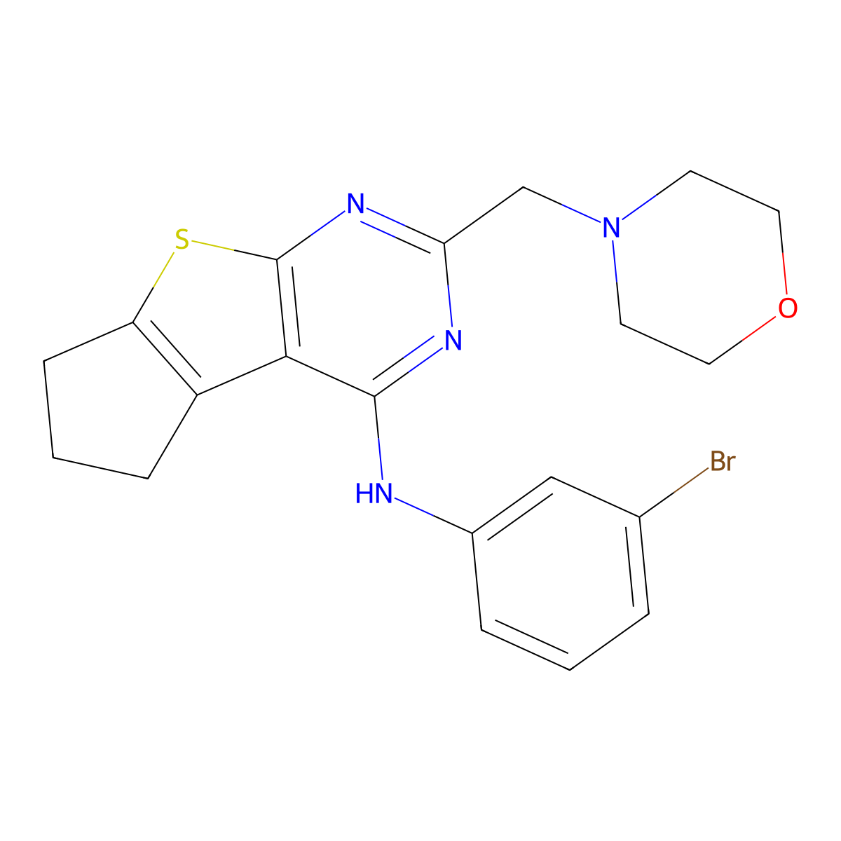 N-(3-bromophenyl)-10-[(morpholin-4-yl)methyl]-7-thia-9,11-diazatricyclo[6.4.0.0^{2,6}]dodeca-1(12),2(6),8,10-tetraen-12-amine molecular structure, CAS 732986-98-0