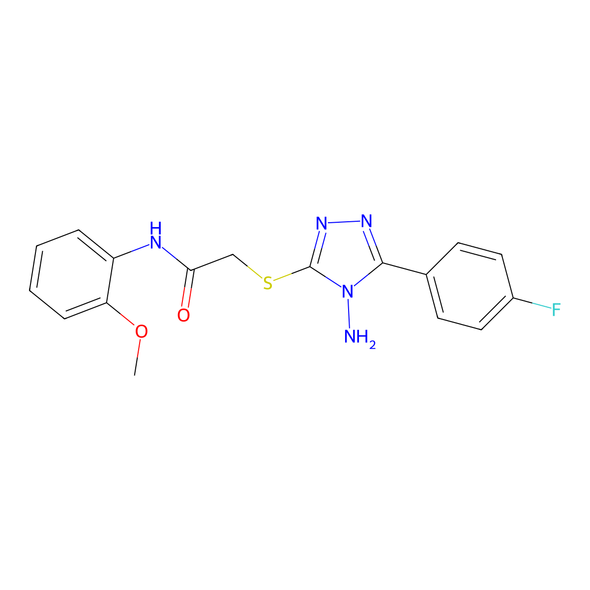 2-[4-amino-5-(4-fluorophenyl)(1,2,4-triazol-3-ylthio)]-N-(2-methoxyphenyl)acet amide molecular structure, CAS 732991-32-1