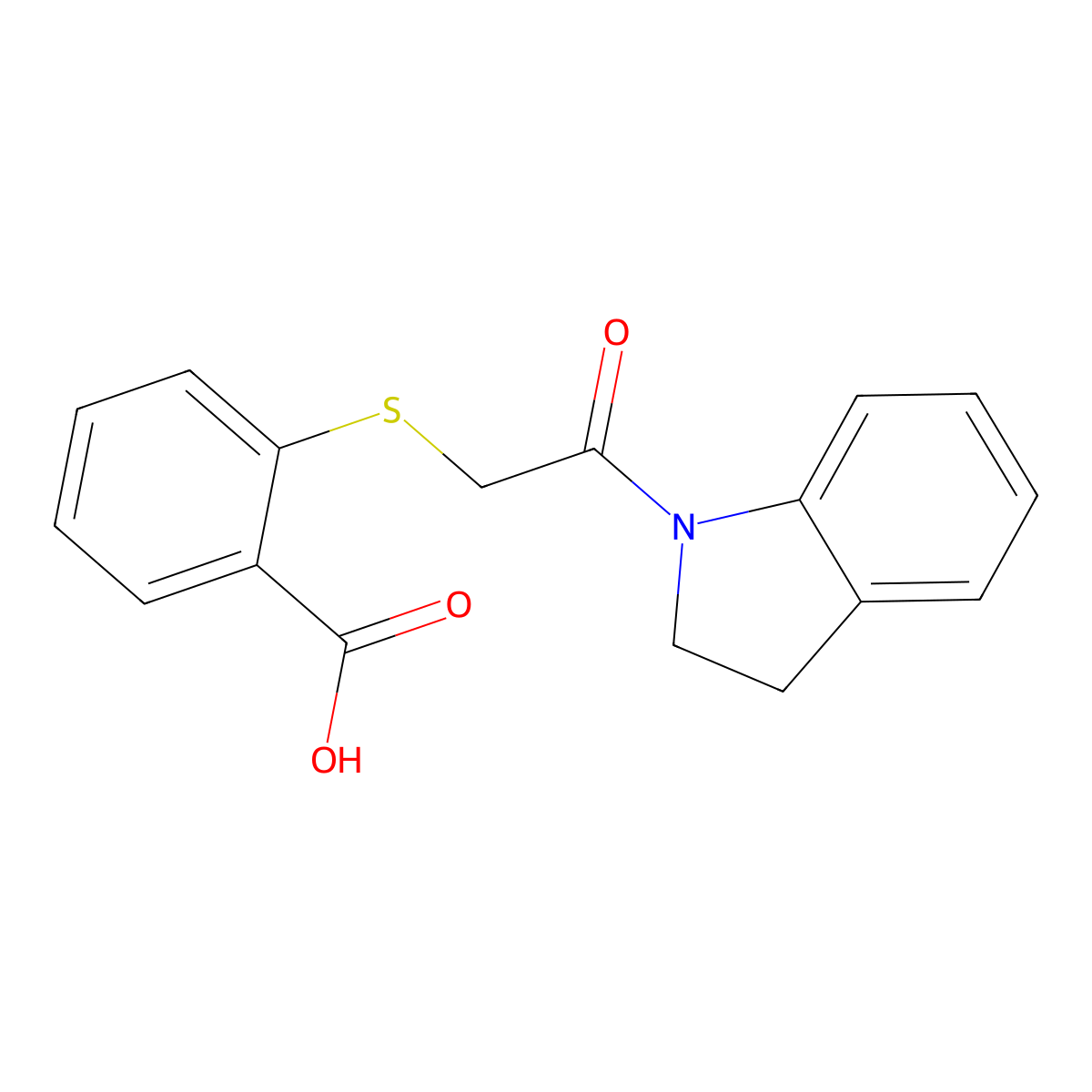 2-{[2-(2,3-dihydro-1H-indol-1-yl)-2-oxoethyl]sulfanyl}benzoic acid molecular structure, CAS 732992-66-4