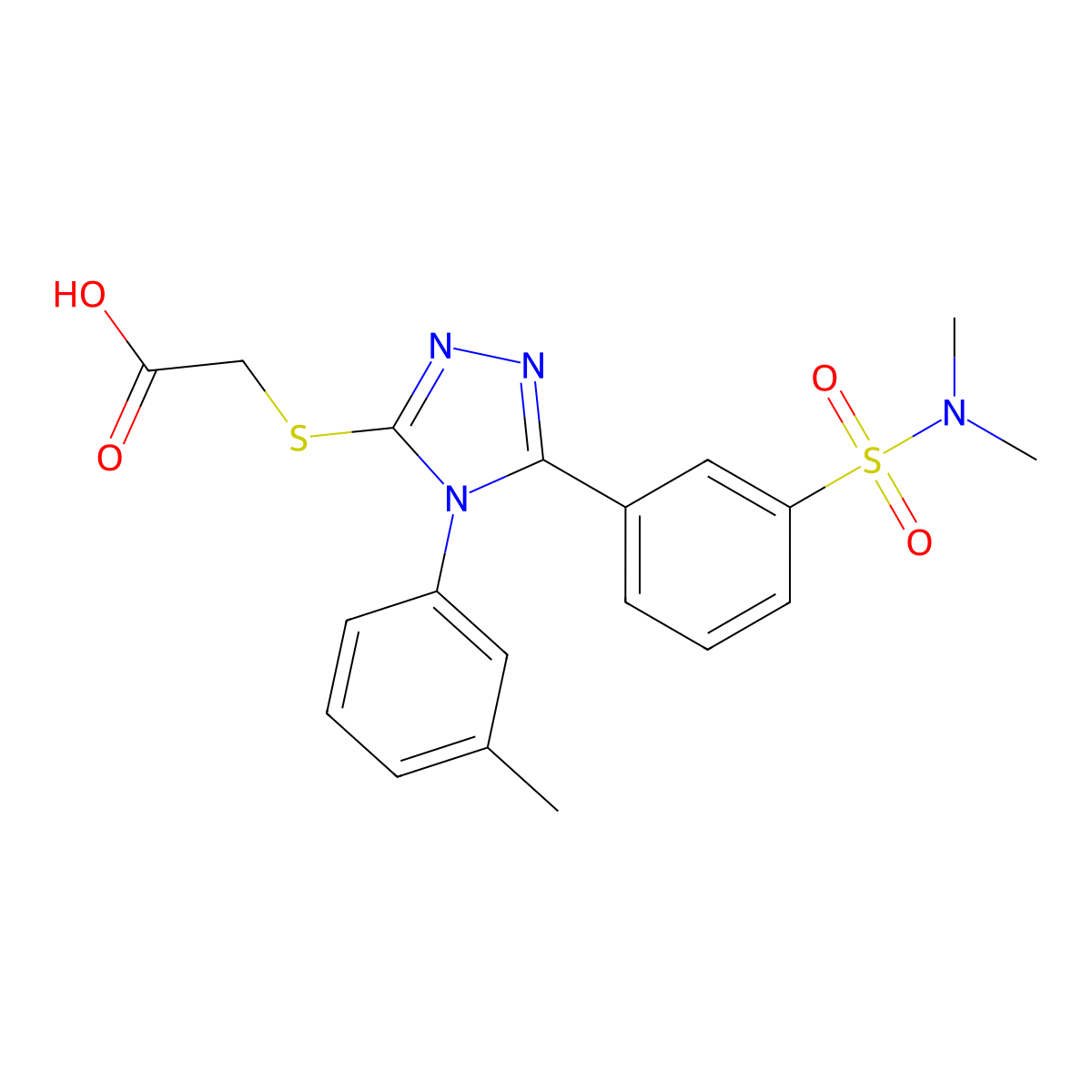 2-({5-[3-(dimethylsulfamoyl)phenyl]-4-(3-methylphenyl)-4H-1,2,4-triazol-3-yl}sulfanyl)acetic acid molecular structure, CAS 732992-69-7