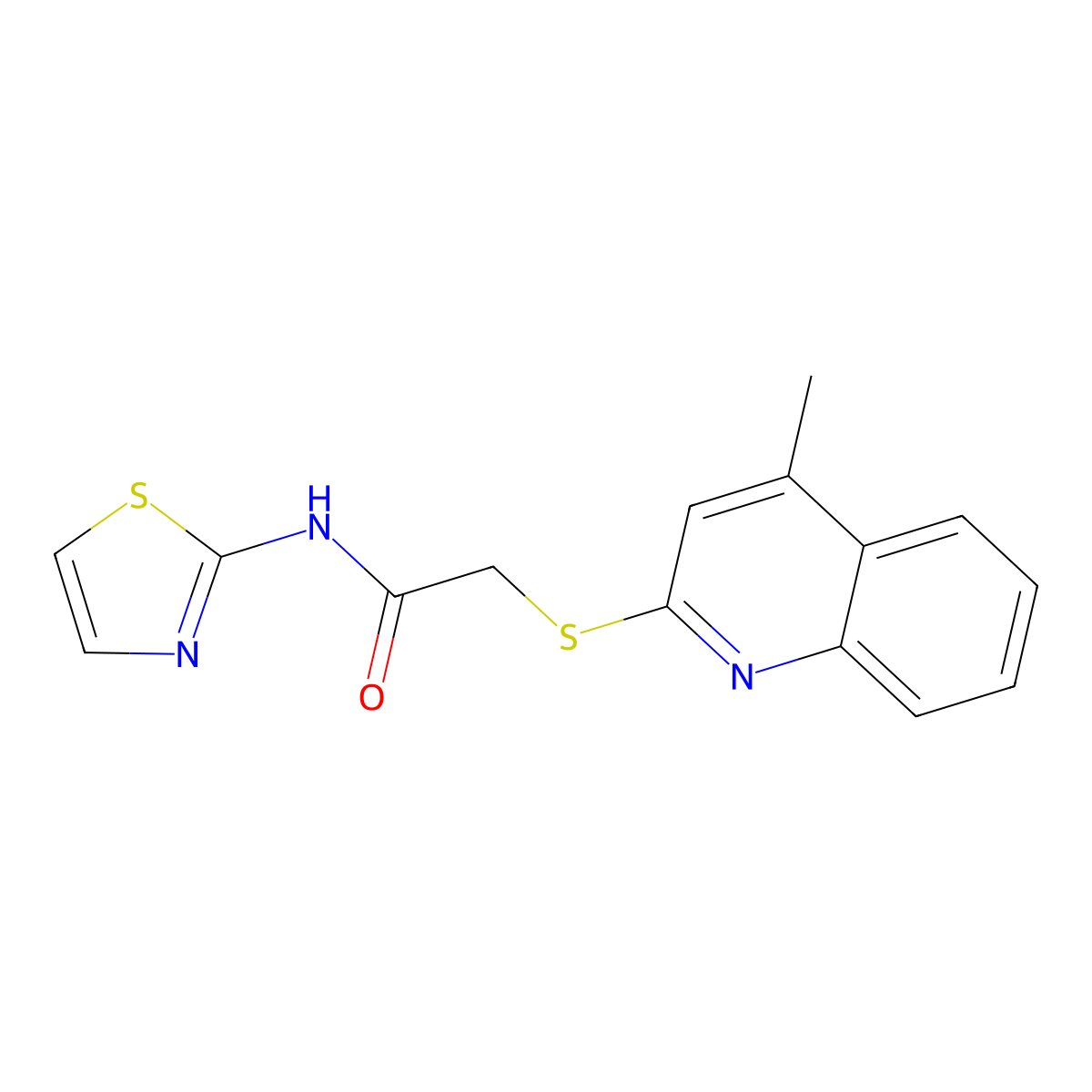2-(4-methylquinolin-2-yl)sulfanyl-N-(1,3-thiazol-2-yl)acetamide molecular structure, CAS 732993-96-3