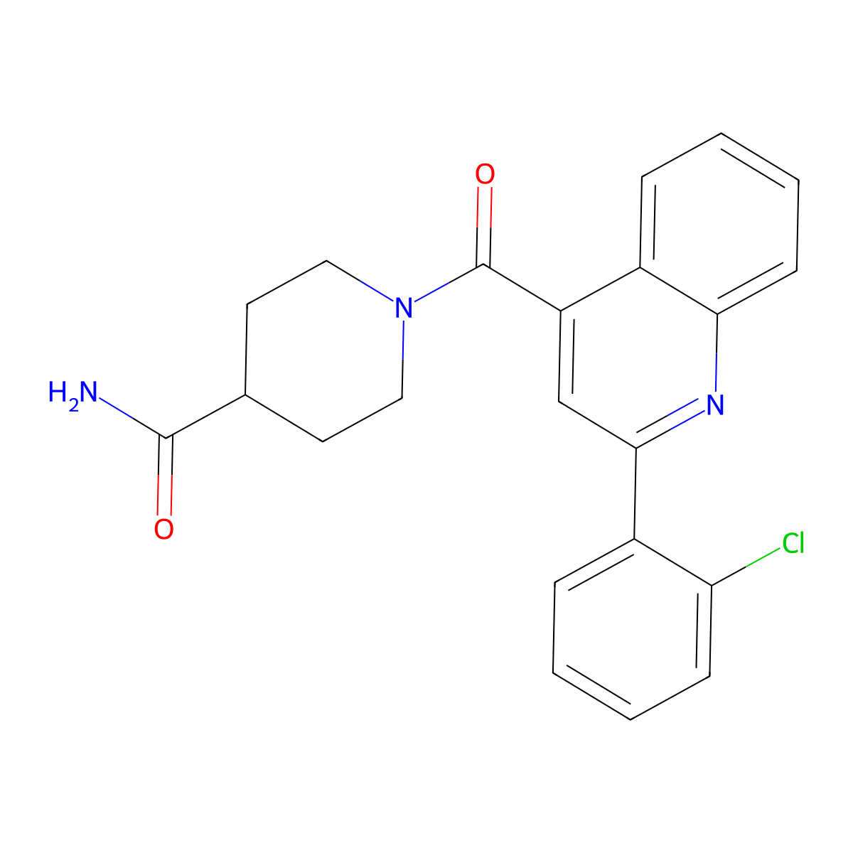 1-[2-(2-Chlorophenyl)quinoline-4-carbonyl]piperidine-4-carboxamide molecular structure, CAS 732994-28-4