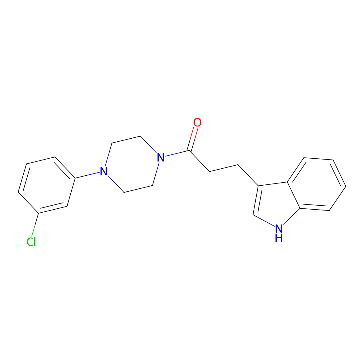 1-[4-(3-chlorophenyl)piperazin-1-yl]-3-(1H-indol-3-yl)propan-1-one molecular structure, CAS 732994-42-2