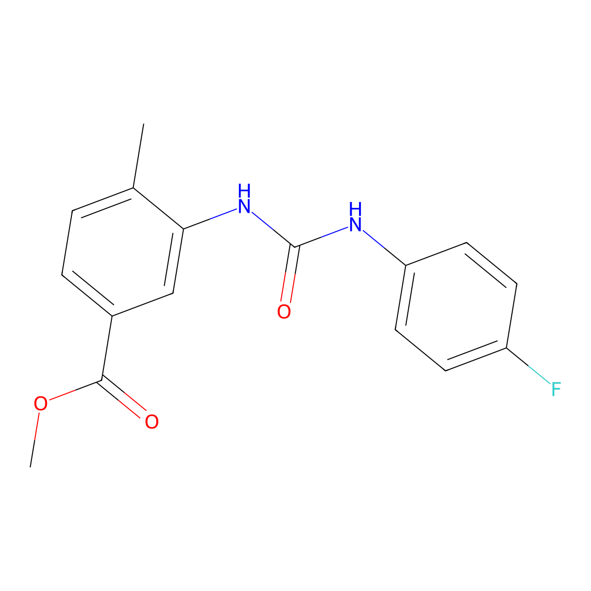 Methyl 3-{[(4-fluorophenyl)carbamoyl]amino}-4-methylbenzoate molecular structure, CAS 732995-60-7