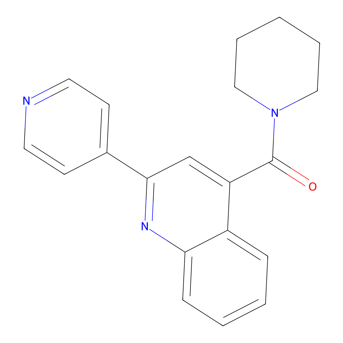 Piperidin-1-yl(2-(pyridin-4-yl)quinolin-4-yl)methanone molecular structure, CAS 732996-21-3