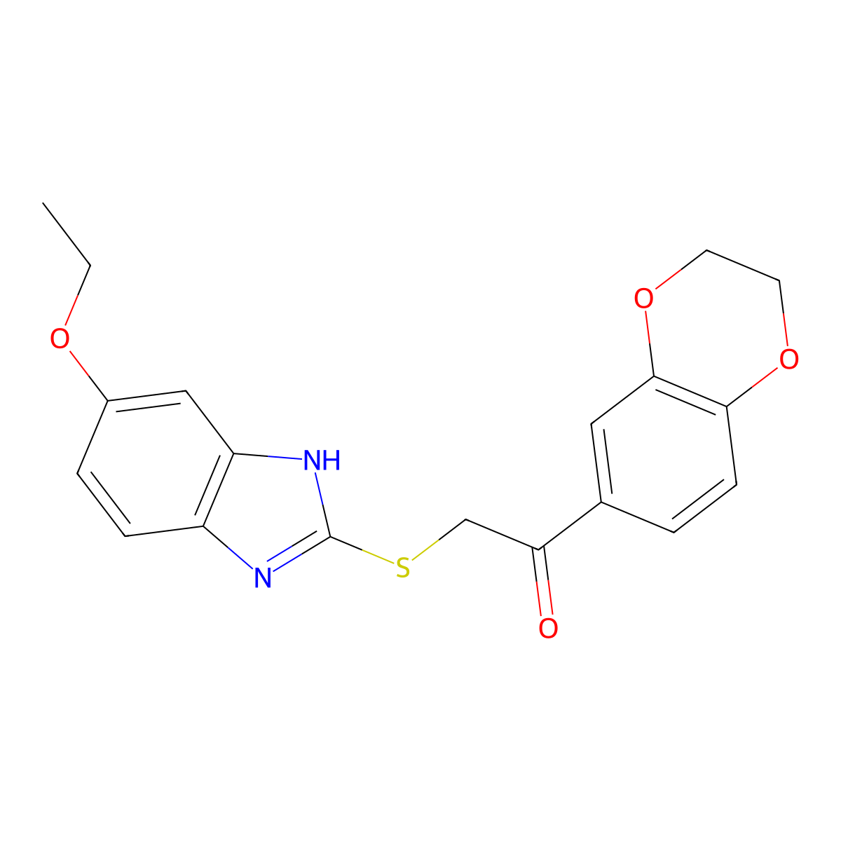 1-(2,3-dihydro-1,4-benzodioxin-6-yl)-2-[(5-ethoxy-1H-1,3-benzodiazol-2-yl)sulfanyl]ethan-1-one molecular structure, CAS 732997-42-1