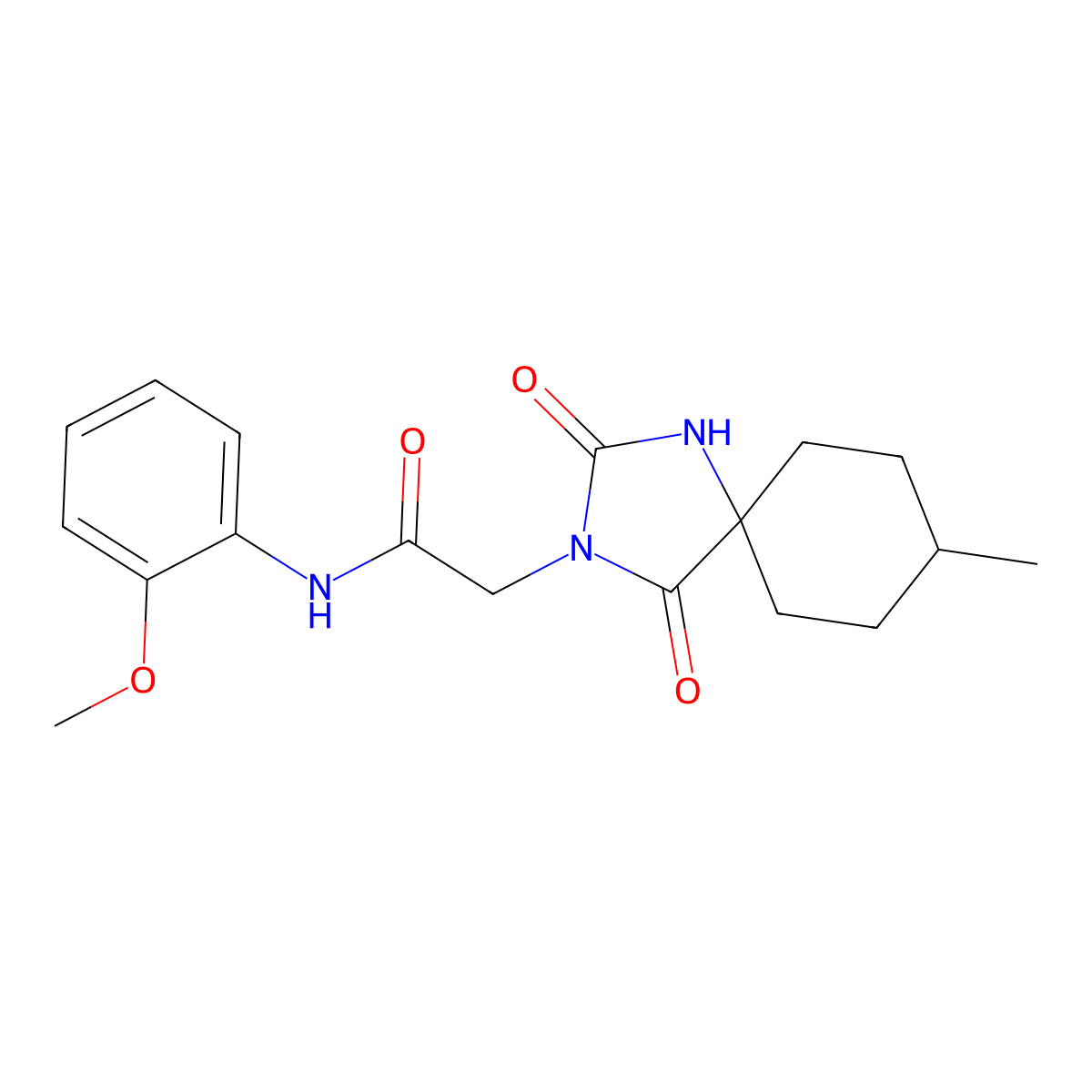 N-(2-methoxyphenyl)-2-(8-methyl-2,4-dioxo-1,3-diazaspiro[4.5]dec-3-yl)acetamide molecular structure, CAS 732999-94-9