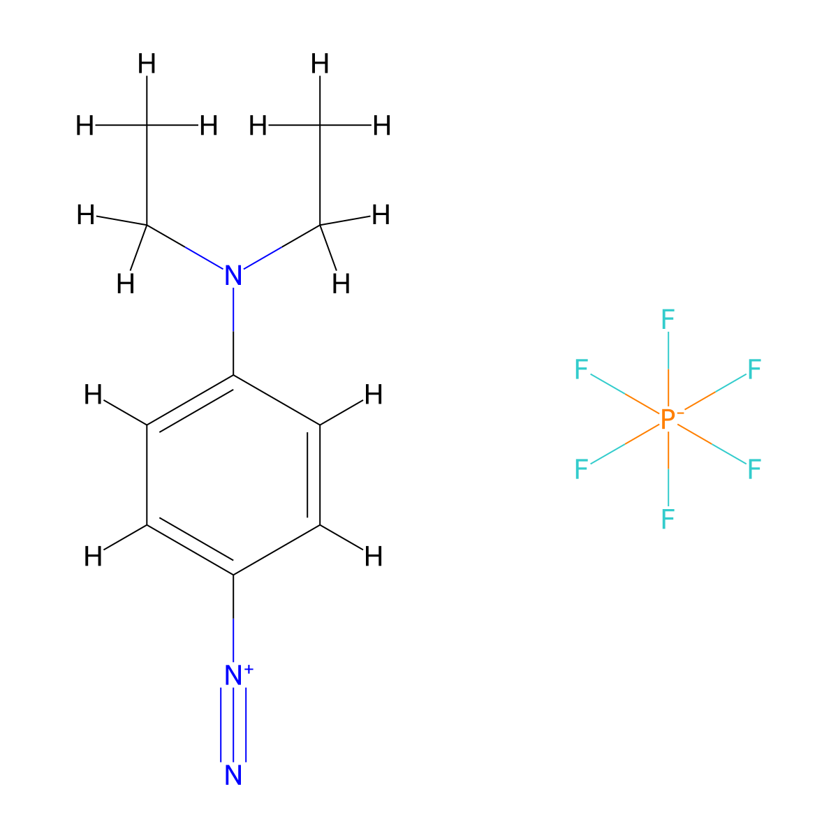 Benzenediazonium, 4-(diethylamino)-, hexafluorophosphate(1-) (1:1) molecular structure, CAS 733-51-7