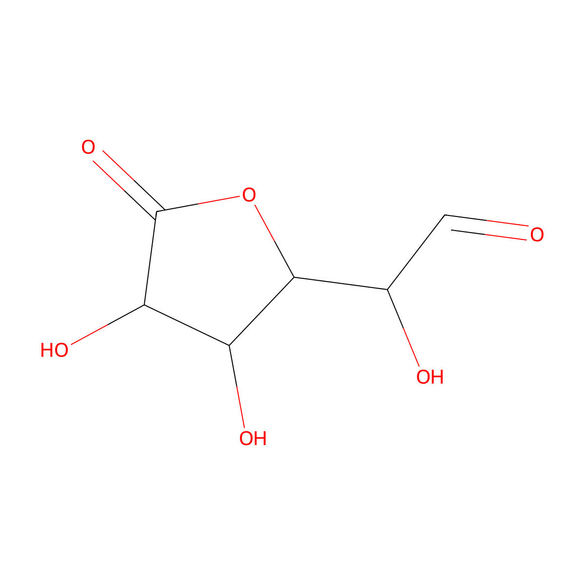 (3,4-Dihydroxy-5-oxooxolan-2-yl)(hydroxy)acetaldehyde molecular structure, CAS 7330-12-3
