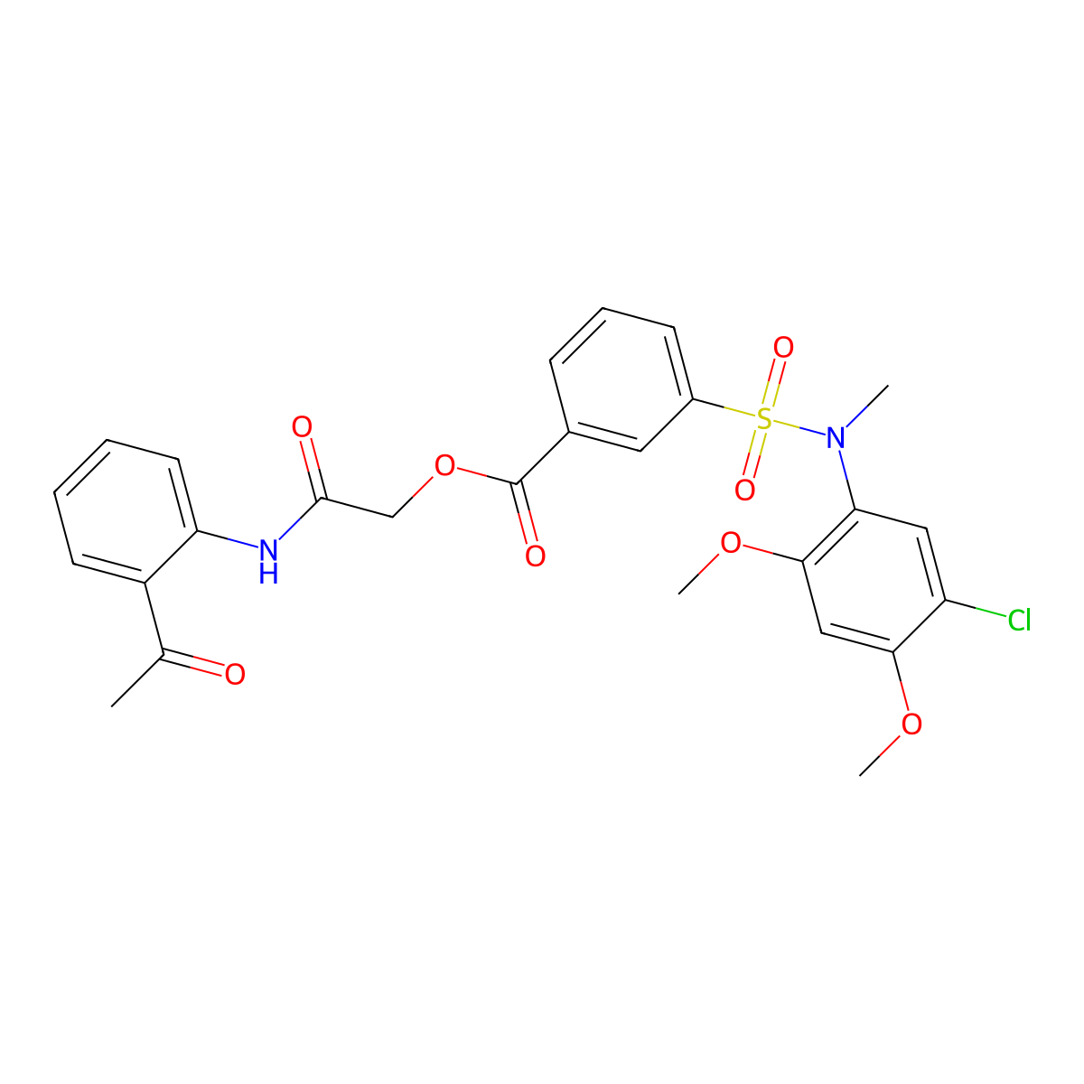 [(2-Acetylphenyl)carbamoyl]methyl 3-[(5-chloro-2,4-dimethoxyphenyl)(methyl)sulfamoyl]benzoate molecular structure, CAS 733004-60-9