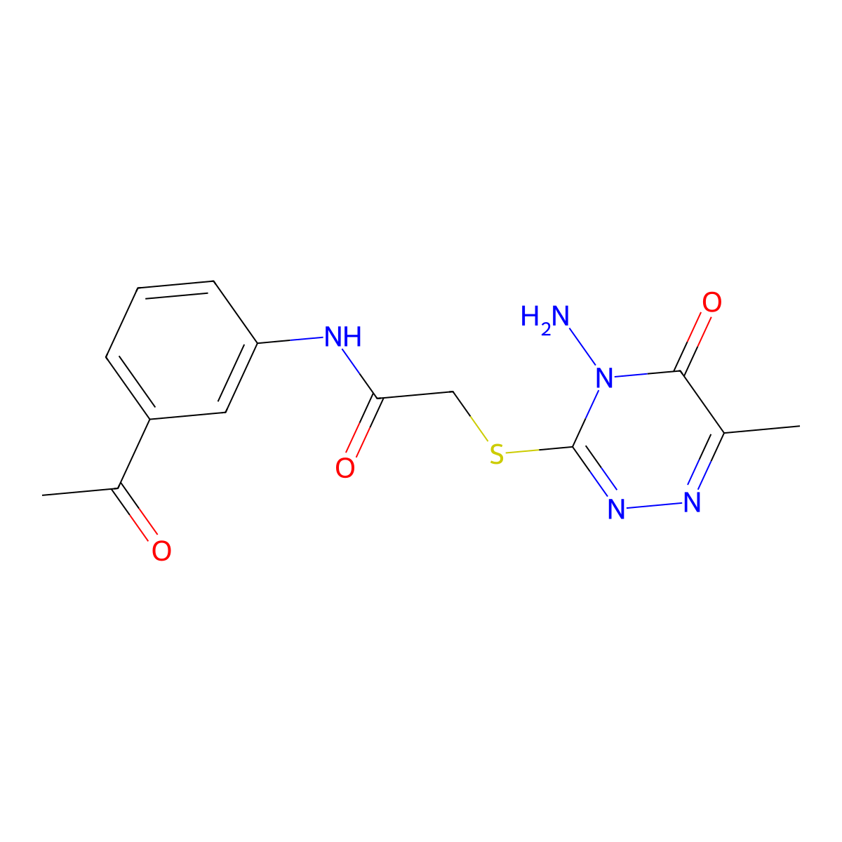 N-(3-acetylphenyl)-2-[(4-amino-6-methyl-5-oxo-4,5-dihydro-1,2,4-triazin-3-yl)sulfanyl]acetamide molecular structure, CAS 733004-63-2