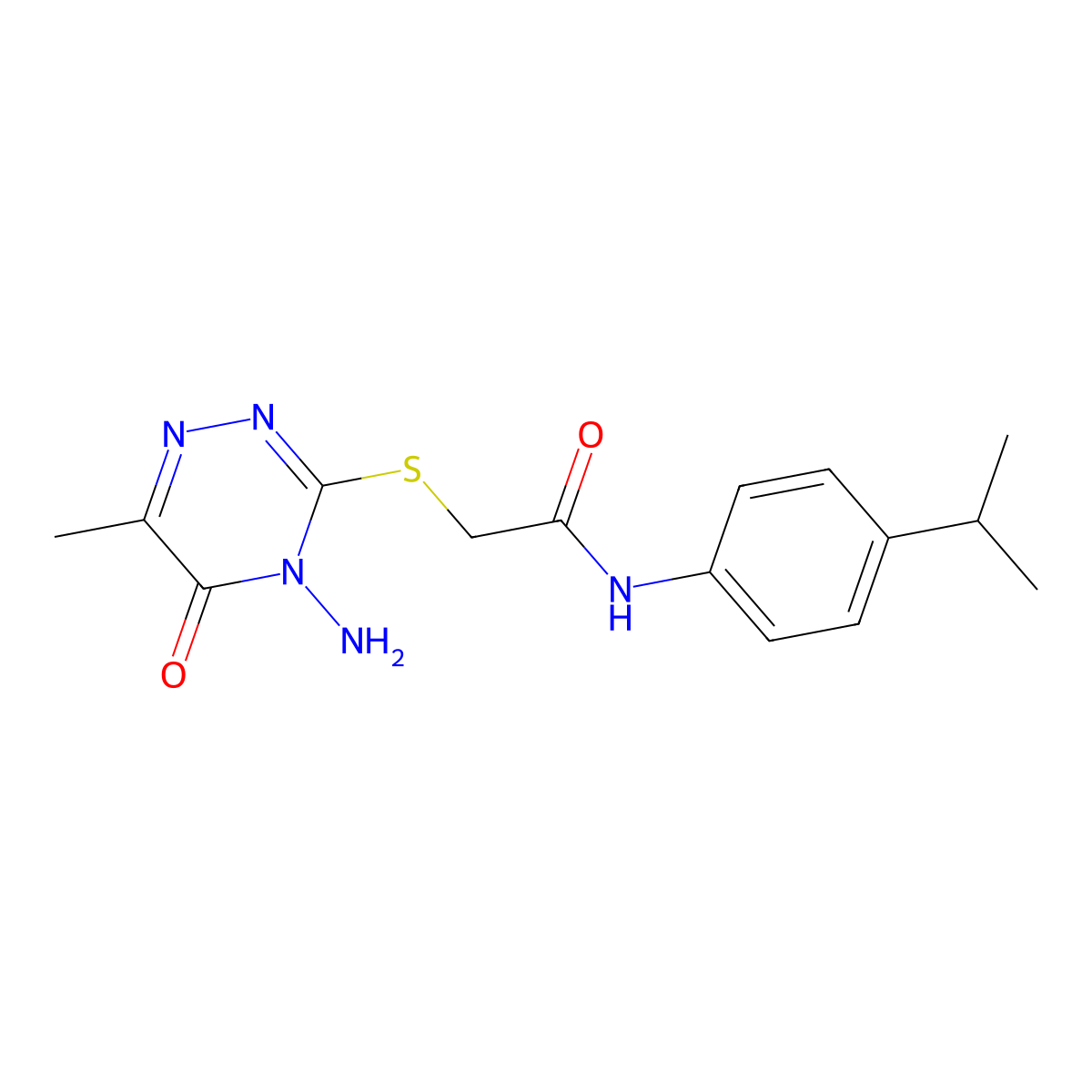 2-[(4-amino-6-methyl-5-oxo-4,5-dihydro-1,2,4-triazin-3-yl)sulfanyl]-N-[4-(propan-2-yl)phenyl]acetamide molecular structure, CAS 733004-64-3