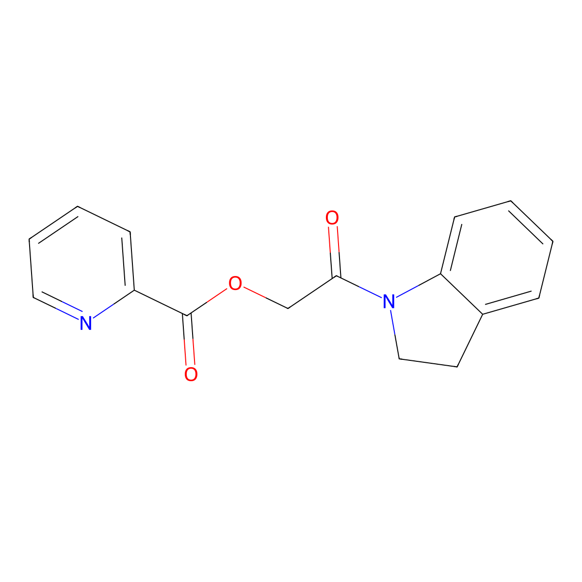 2-(2,3-dihydro-1H-indol-1-yl)-2-oxoethyl pyridine-2-carboxylate molecular structure, CAS 733006-44-5