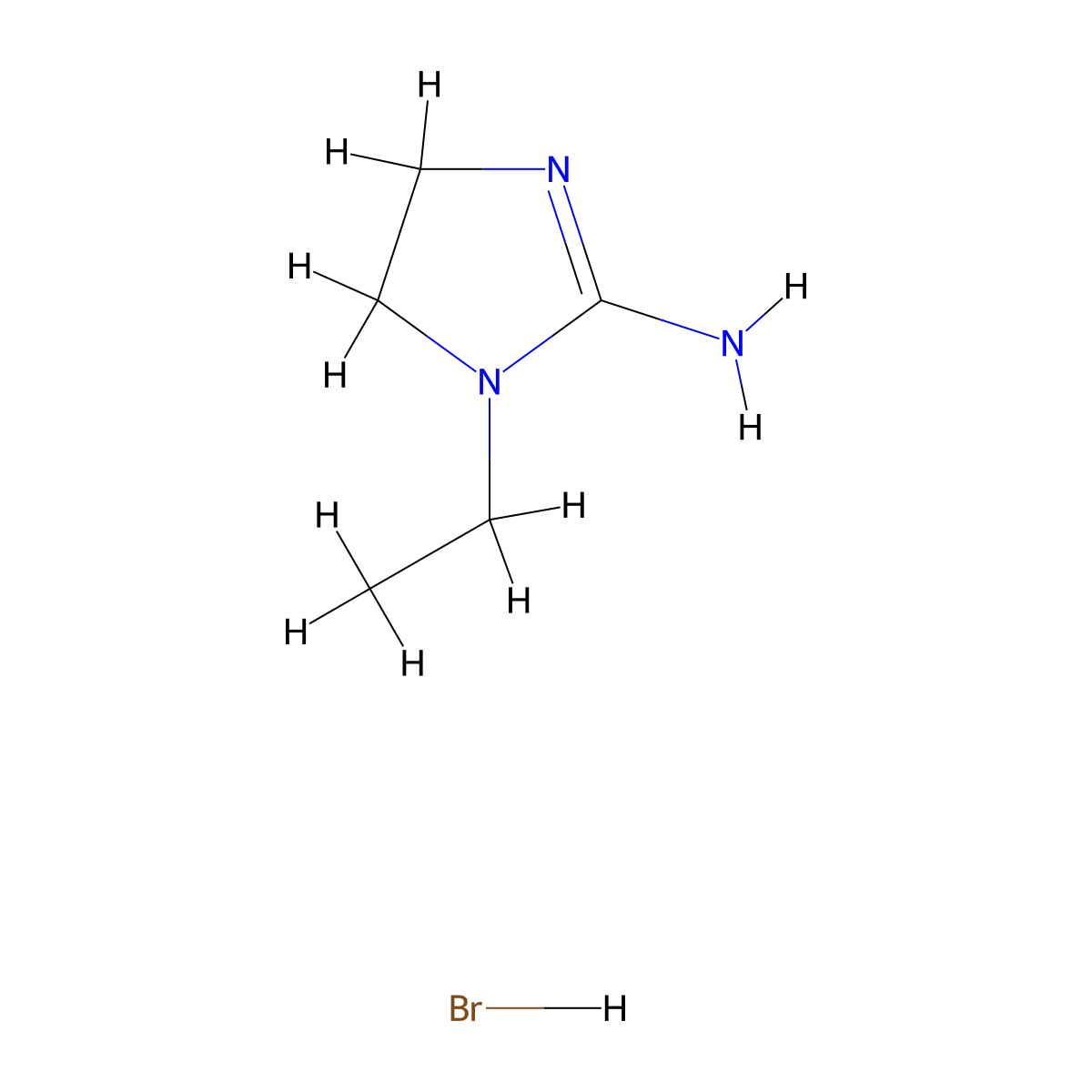 1-ethyl-4,5-dihydro-1H-imidazol-2-amine hydrobromide molecular structure, CAS 733010-98-5