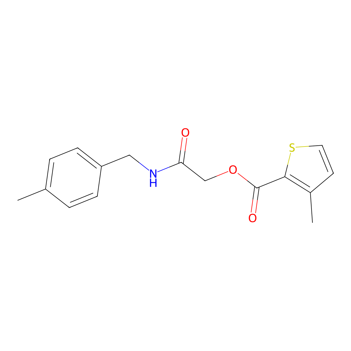 2-((4-Methylbenzyl)amino)-2-oxoethyl 3-methylthiophene-2-carboxylate molecular structure, CAS 733013-19-9