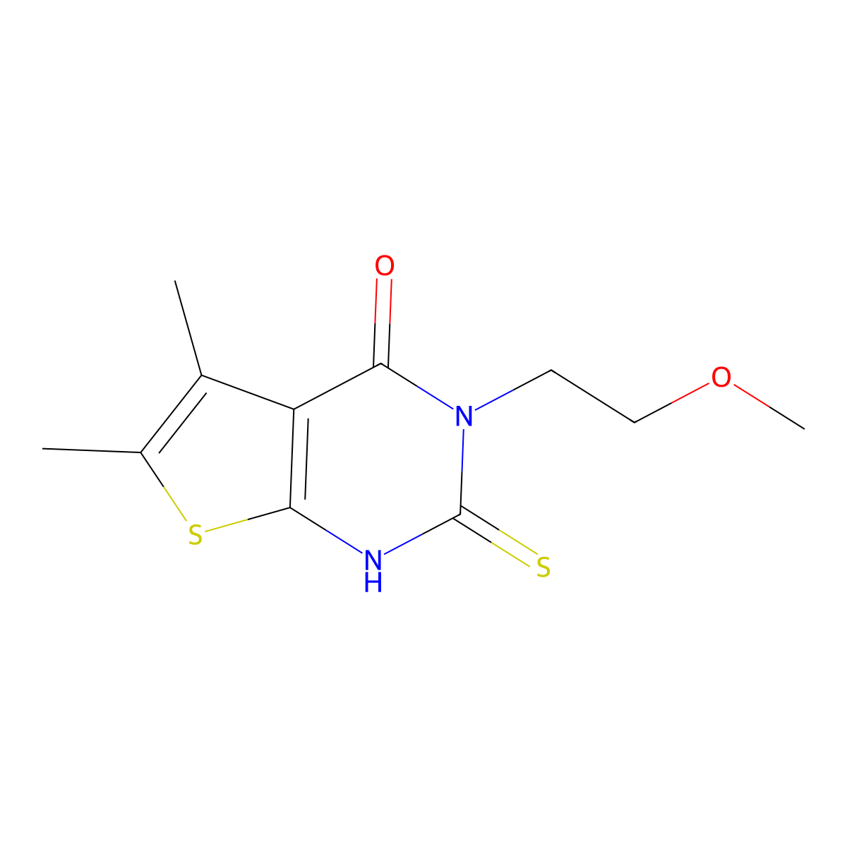 3-(2-methoxyethyl)-5,6-dimethyl-2-sulfanyl-3H,4H-thieno[2,3-d]pyrimidin-4-one molecular structure, CAS 733015-20-8
