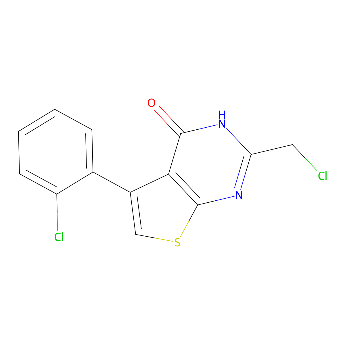 2-(chloromethyl)-5-(2-chlorophenyl)-3H,4H-thieno[2,3-d]pyrimidin-4-one molecular structure, CAS 733030-47-2