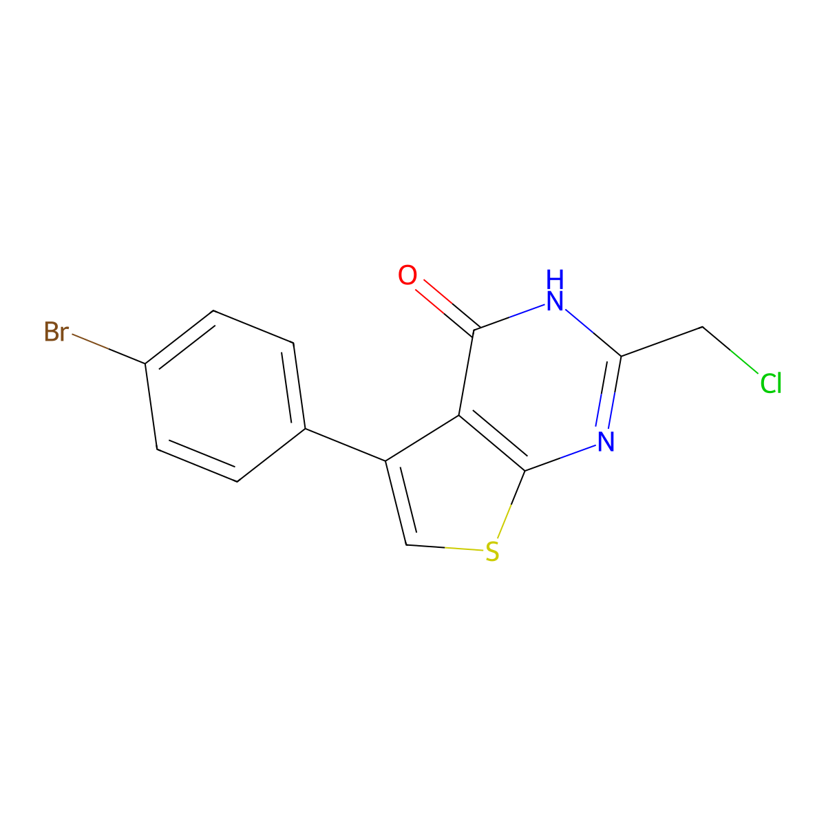 5-(4-bromophenyl)-2-(chloromethyl)-3H,4H-thieno(2,3-d)pyrimidin-4-one molecular structure, CAS 733030-48-3