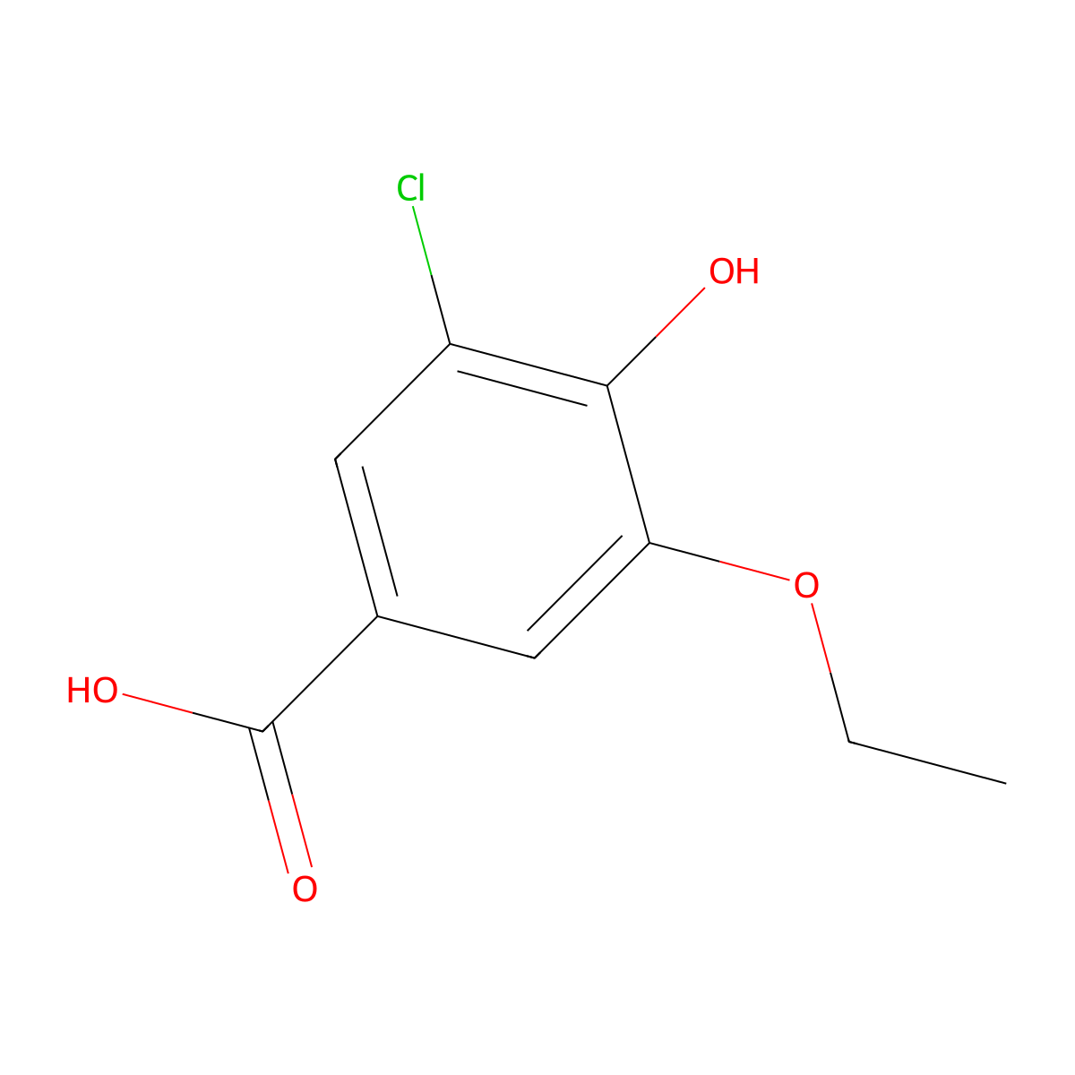 3-Chloro-5-ethoxy-4-hydroxybenzoic acid molecular structure, CAS 733030-51-8