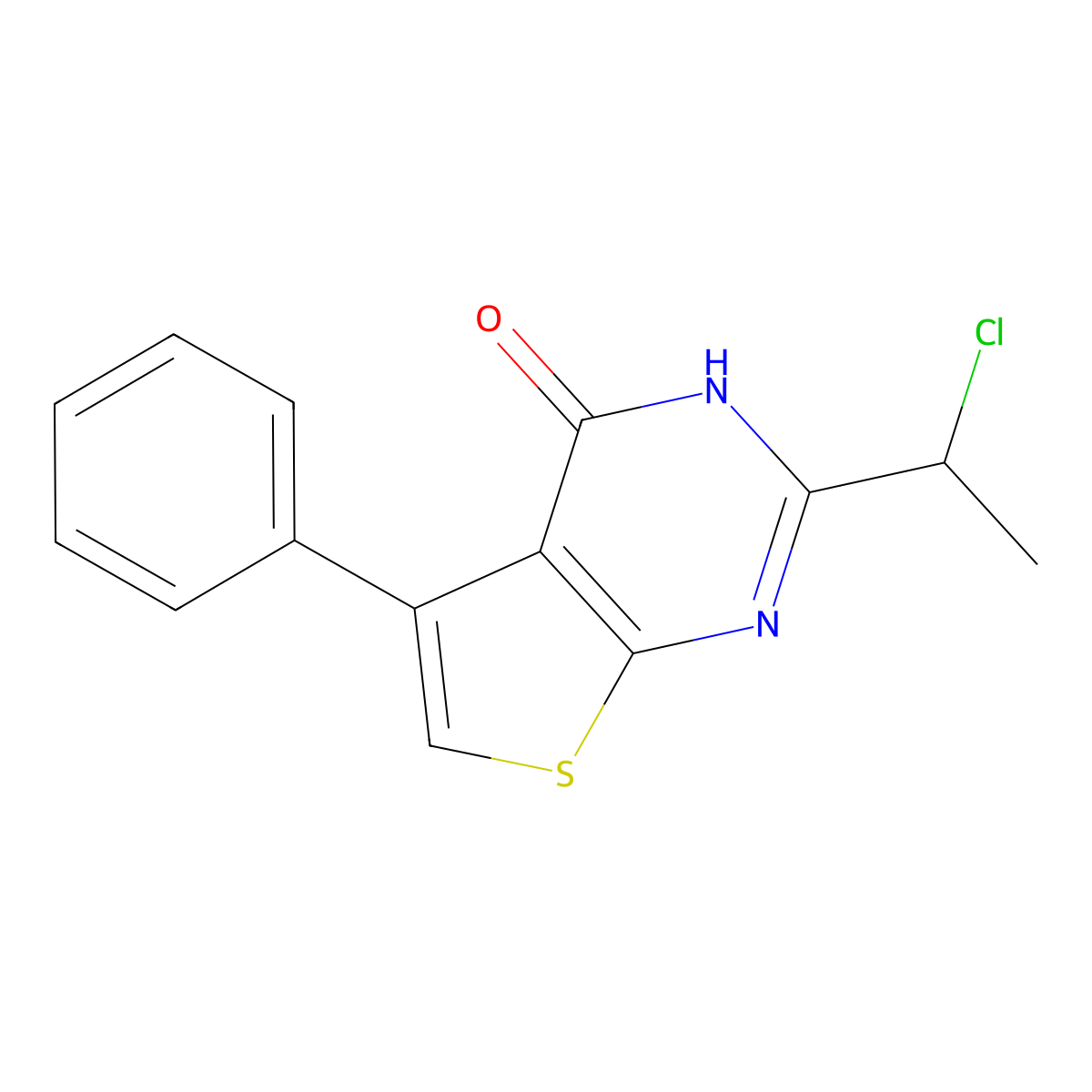 2-(1-chloroethyl)-5-phenylthieno[2,3-d]pyrimidin-4(3H)-one molecular structure, CAS 733030-57-4